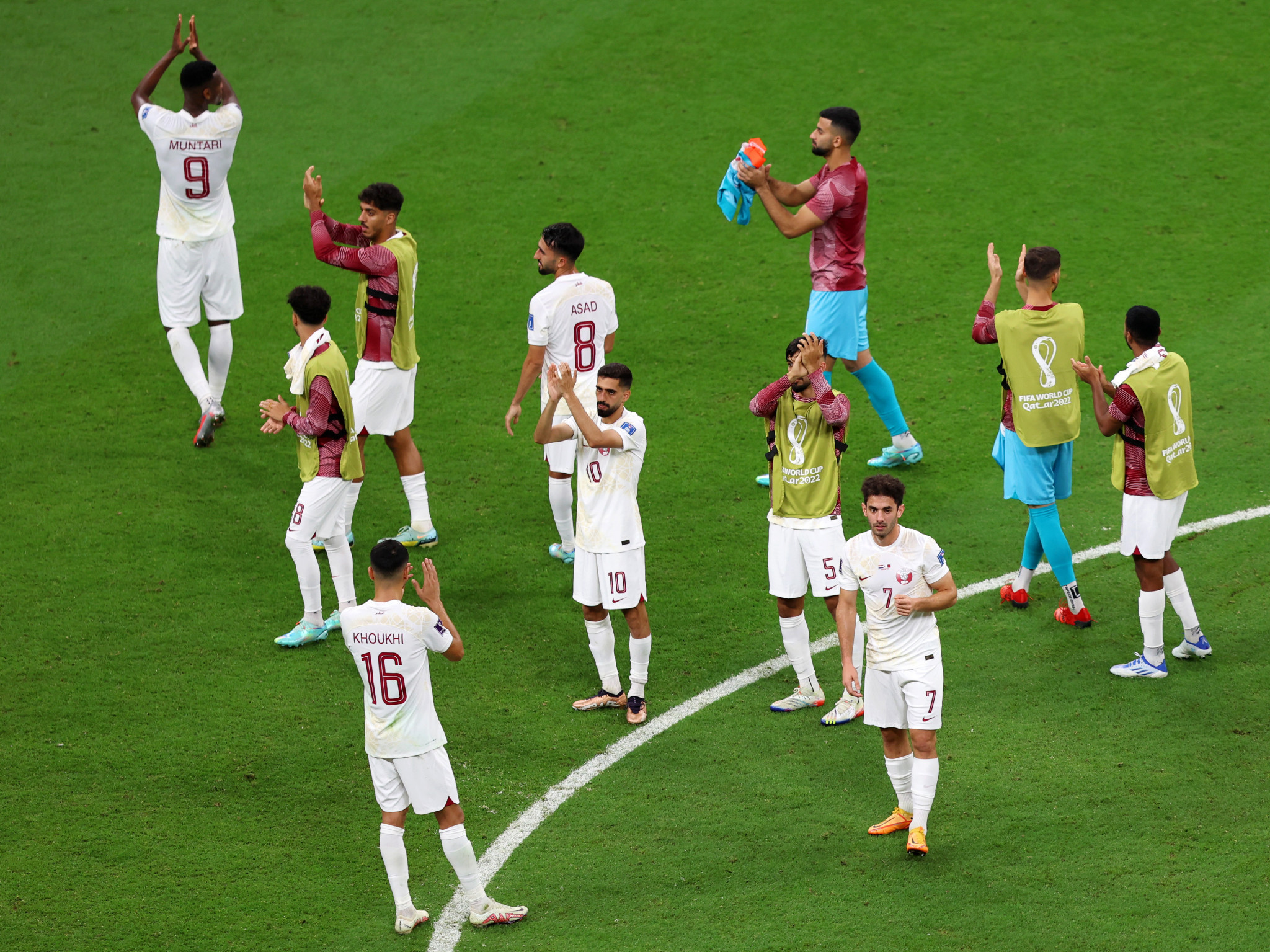 Qatar's players at the end of a World Cup campaign that saw the hosts finish the group stage without a point ©Getty Images