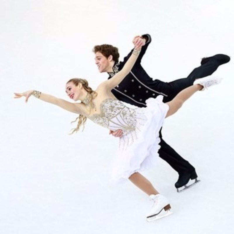 Rachel and Michael Parsons lead at the halfway stage of the ice dance competition