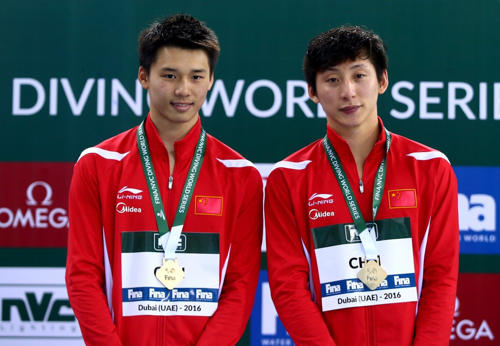 World champions Lin Yue and Chen Aisen won the men's 10m synchronized title ©Getty Images 