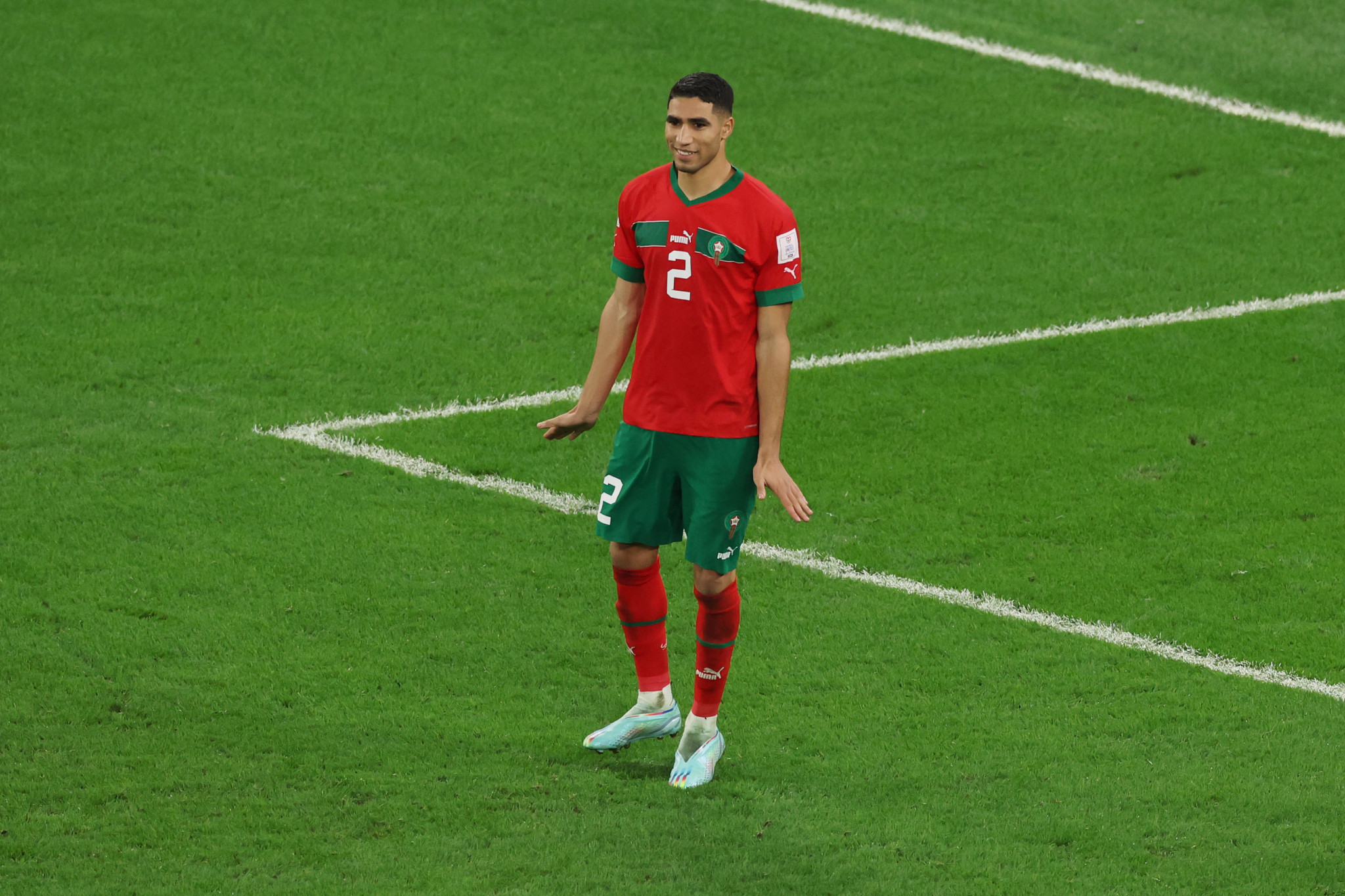 Madrid-born Achraf Hakimi clipped home the decisive spot kick as Morocco won on penalties ©Getty Images