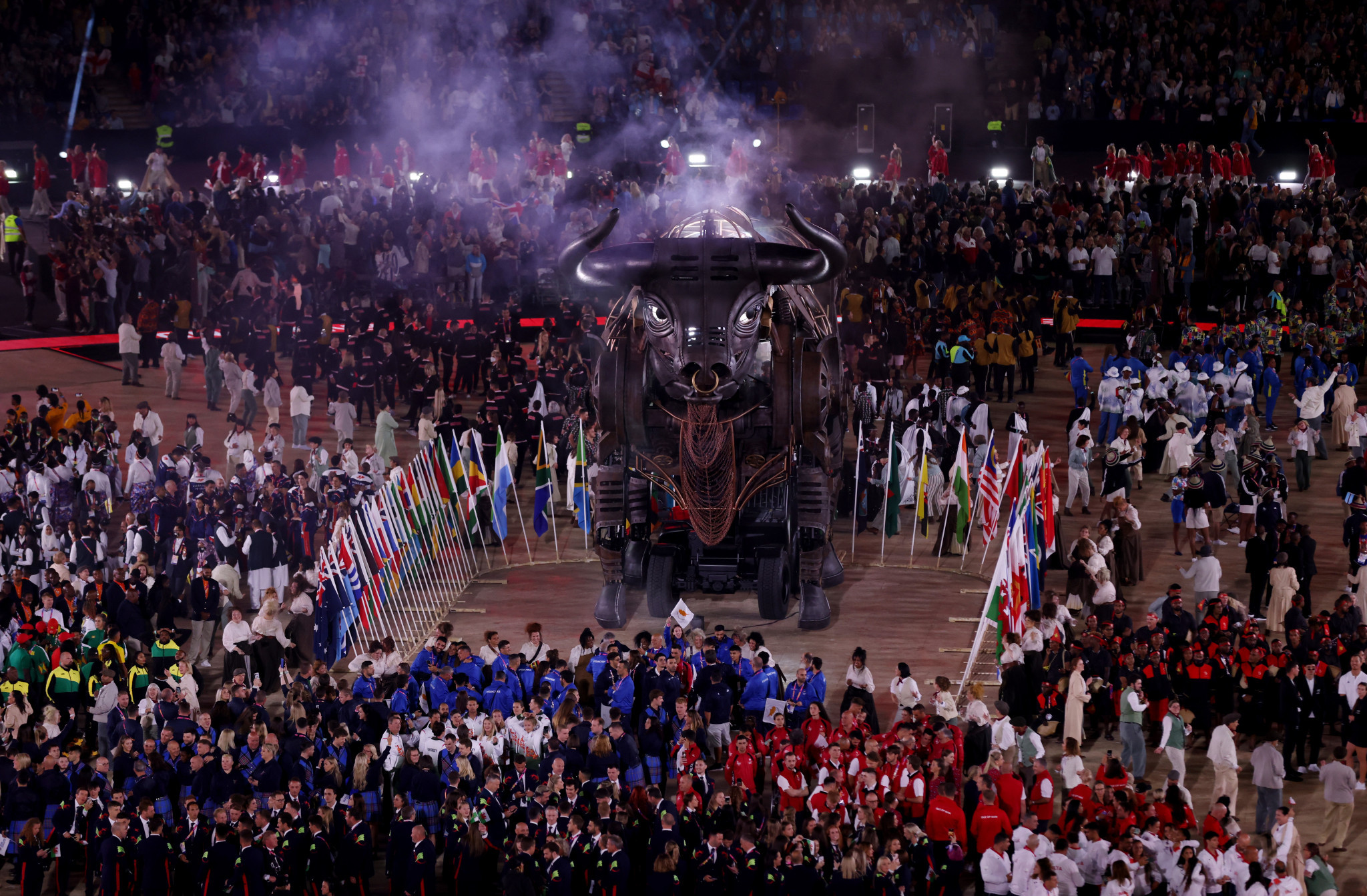 The bull was originally built as a prop for the Birmingham 2022 Opening Ceremony ©Getty Images