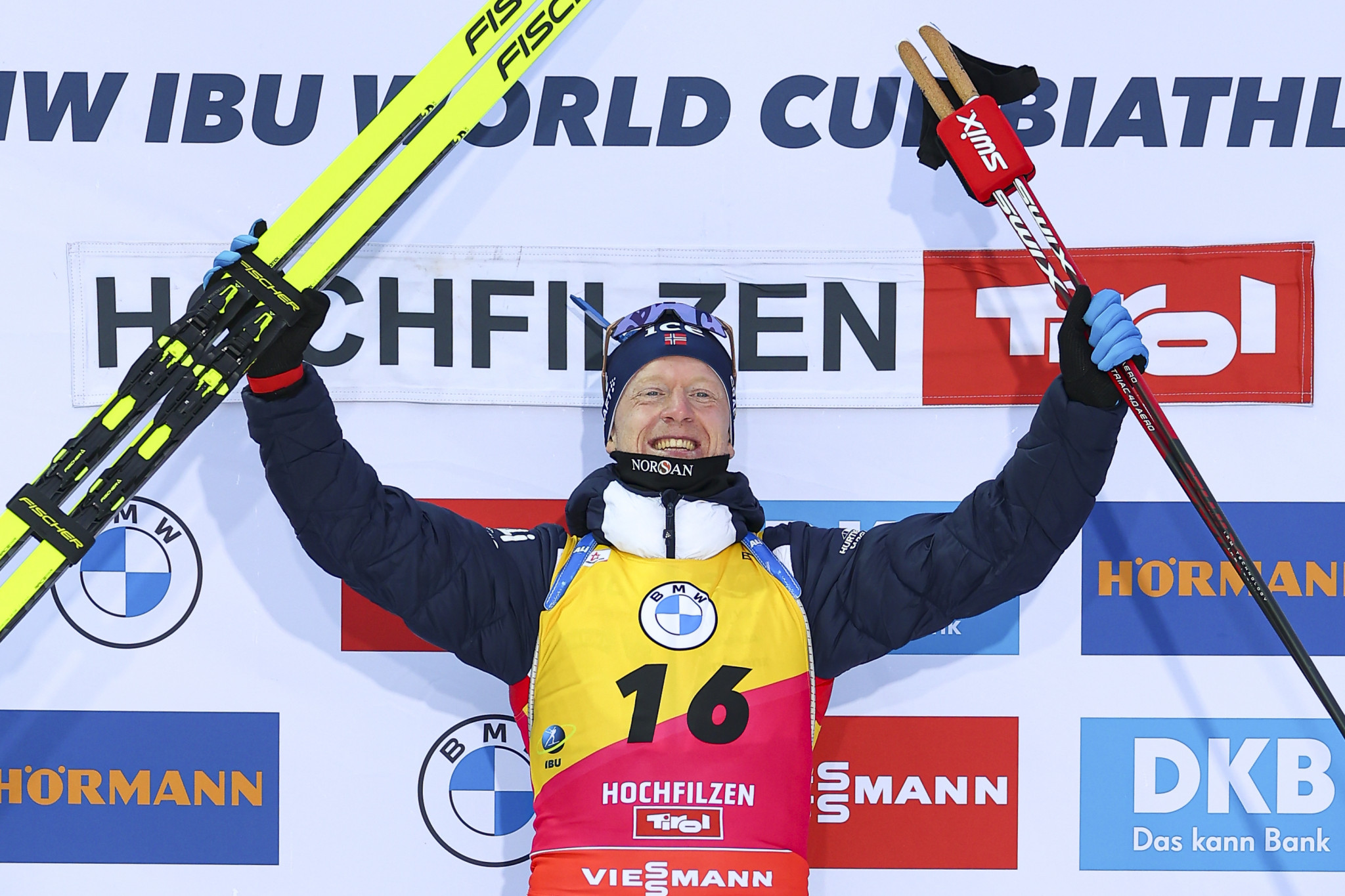 Johannes Thingnes Bø won his third successive IBU World Cup race in Hochfilzen ©Getty Images