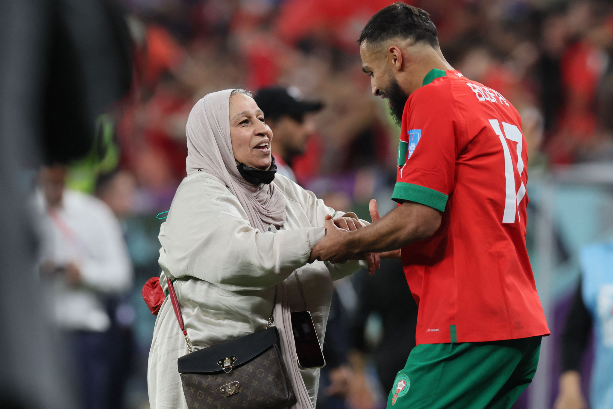 Morocco players were able to celebrate becoming Africa's first-ever World Cup semi-finalists with their loved one ©Getty Images