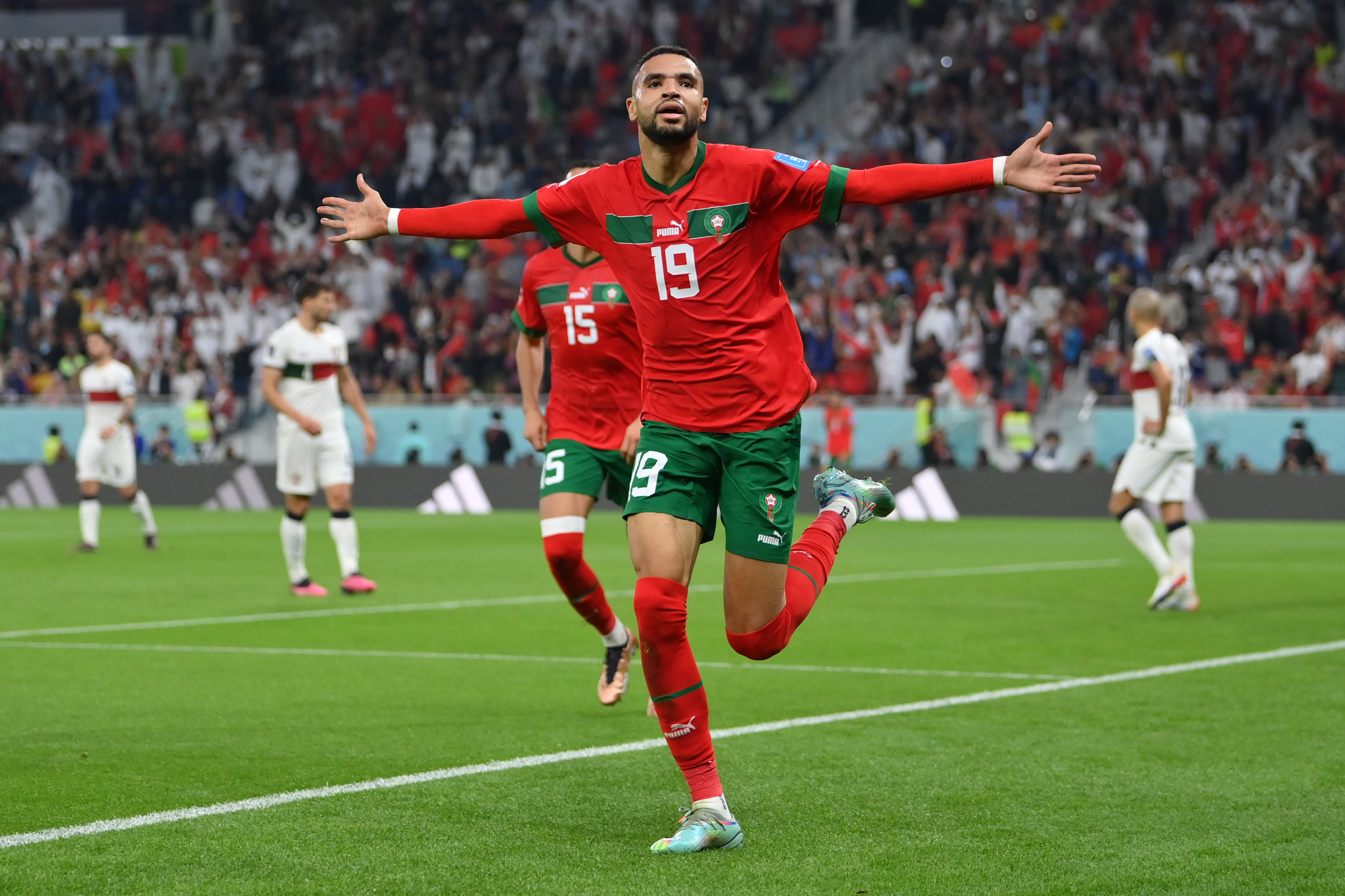 Youssef En-Nesyri scored the goal which sent Morocco to the World Cup semi-finals ©Getty Images