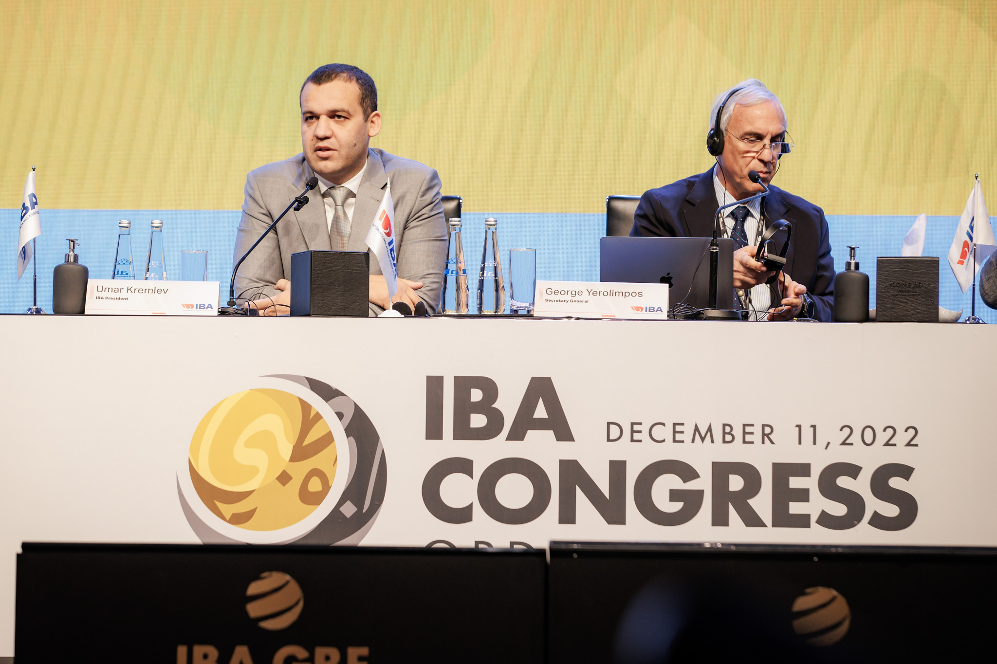 Membership issues, a report from secretary general George Yerolimpos, right, a presentation of audited financial accounts and a report from Richard McLaren all took place ©IBA