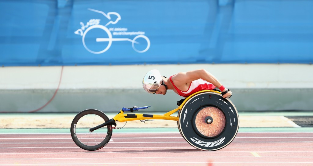 Switzerland's arcel Hugcontinued his good form with victory in the T54 1500m ©Getty Images