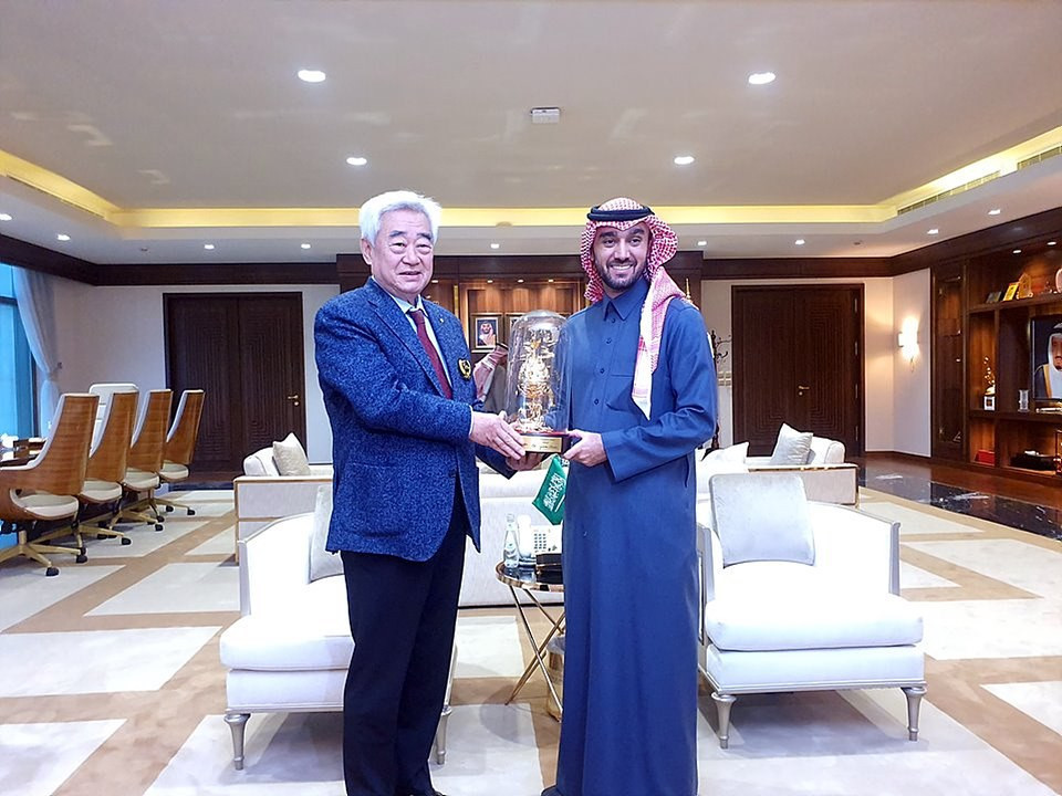 Al Faisal also accepted an honorary 9th dan on behalf of the Crown Prince Mohammed bin Salman Al Saud ©World Taekwondo