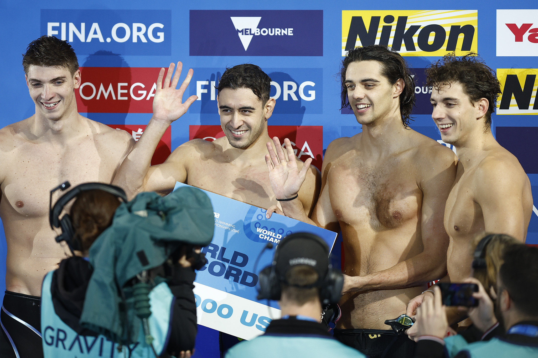 Italy broke the men's 4x100m freestyle relay world record in the final race of the opening day in Melbourne ©Getty Images