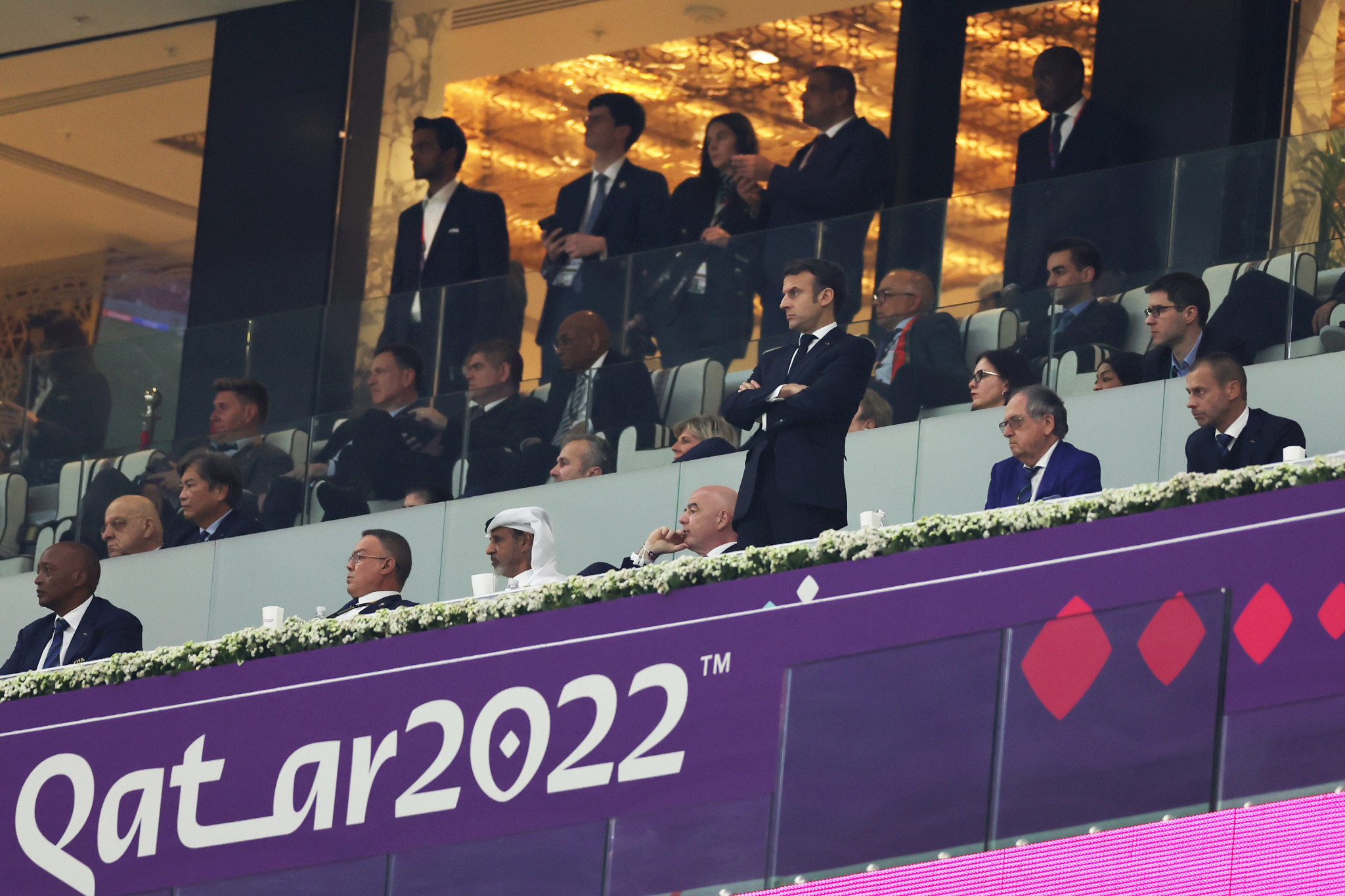 French President Emmanuel Macron was among the guests as France beat Morocco in their World Cup semi-final ©Getty Images