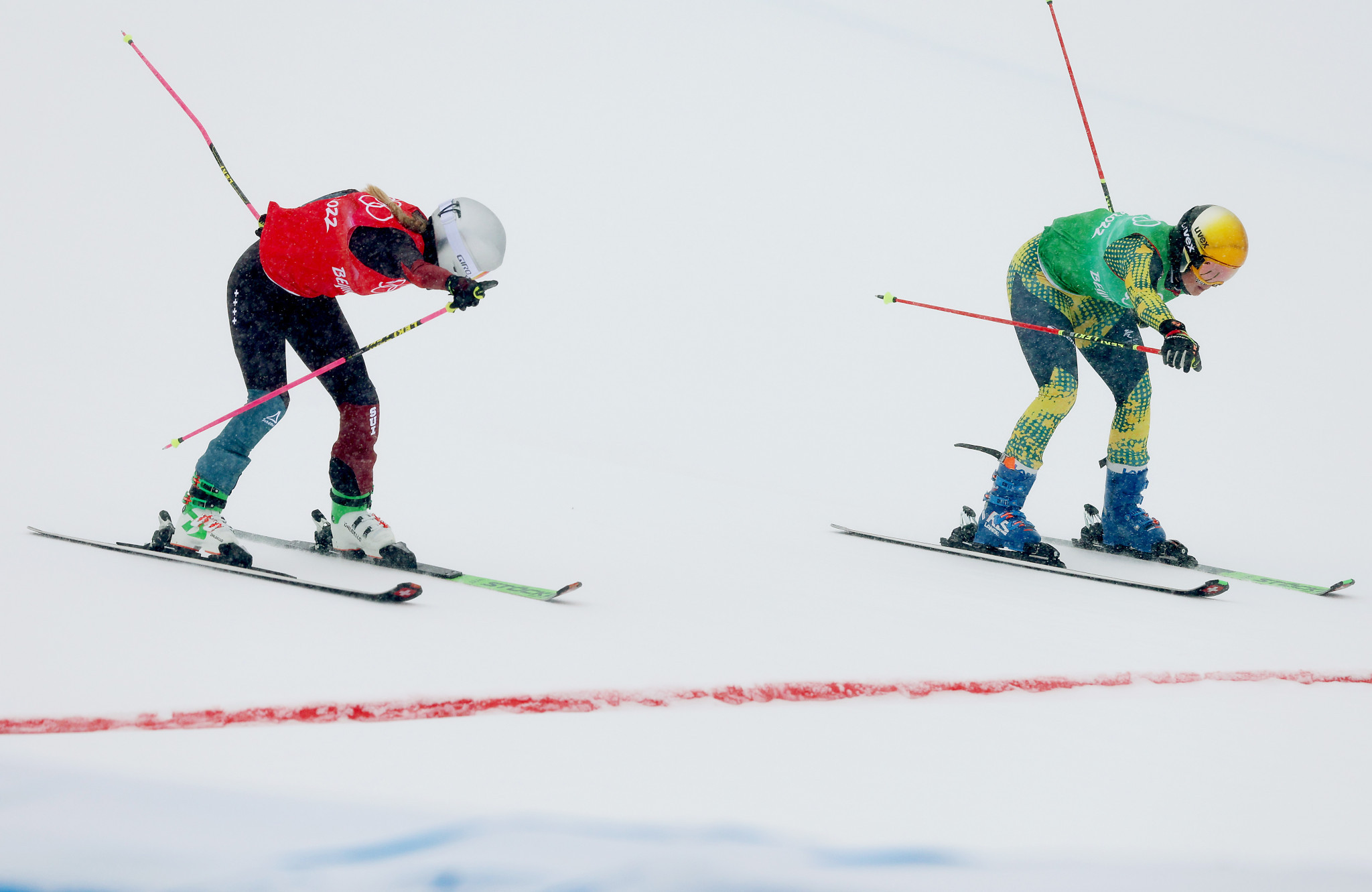 Fanny Smith, left, and Daniela Maier will both go down as a Beijing 2022 ski cross bronze medallist ©Getty Images