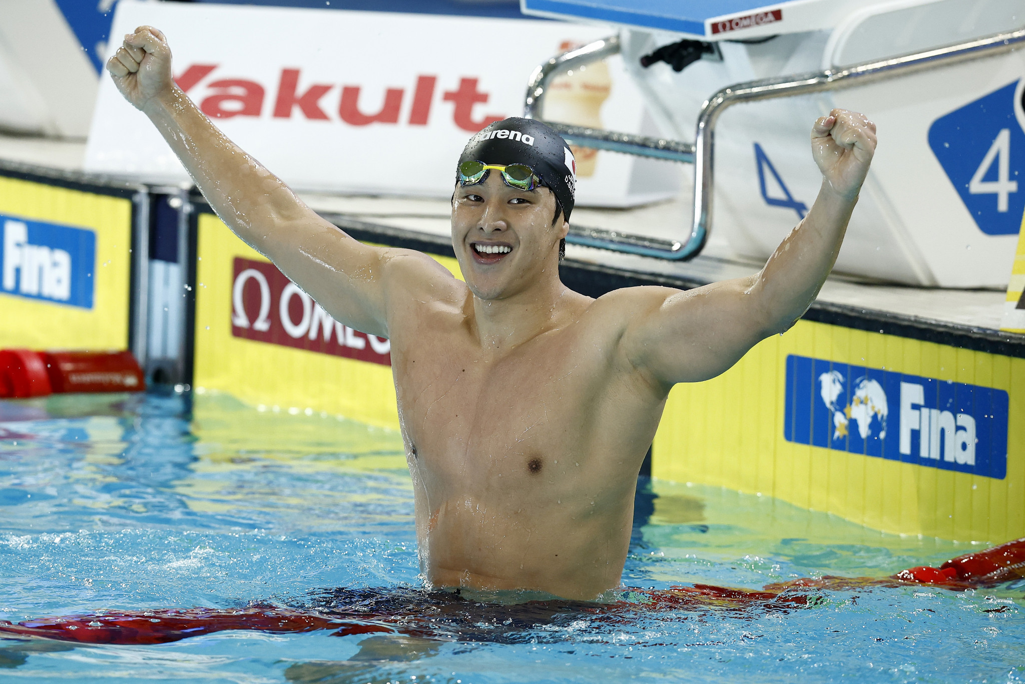 Japan’s Daiya Seto celebrates after winning his ninth world short-course gold medal and second in Melbourne with victory in the men's 400m individual medley final ©Getty Images
