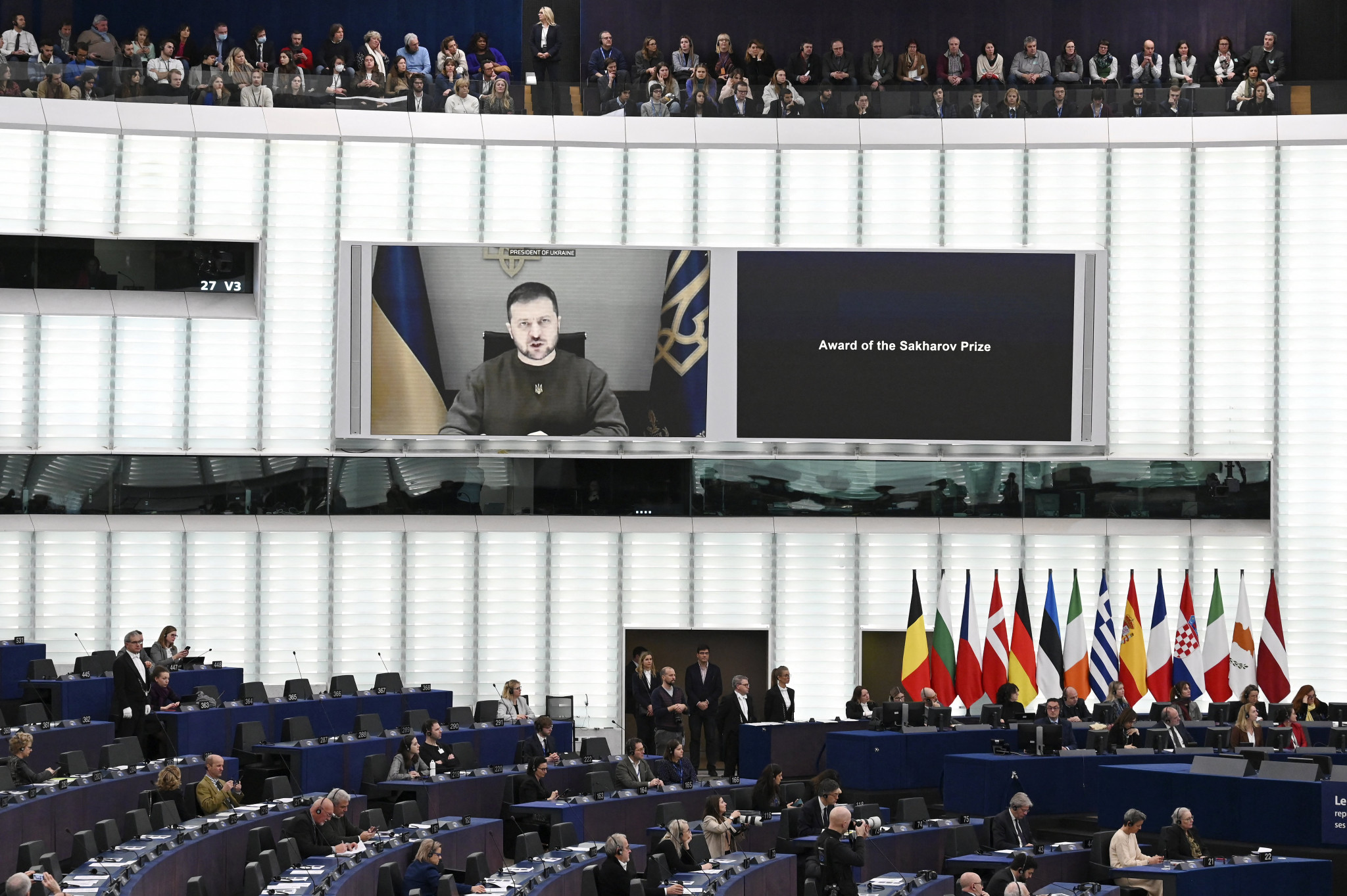 Ukrainian President Volodymyr Zelenskyy addressed the European Parliament earlier this week ©Getty Images