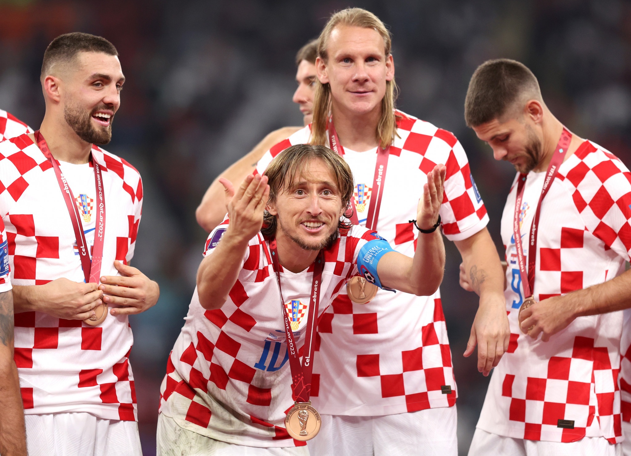 Luka Modric celebrating Croatia's win with his teammates ©Getty Images
