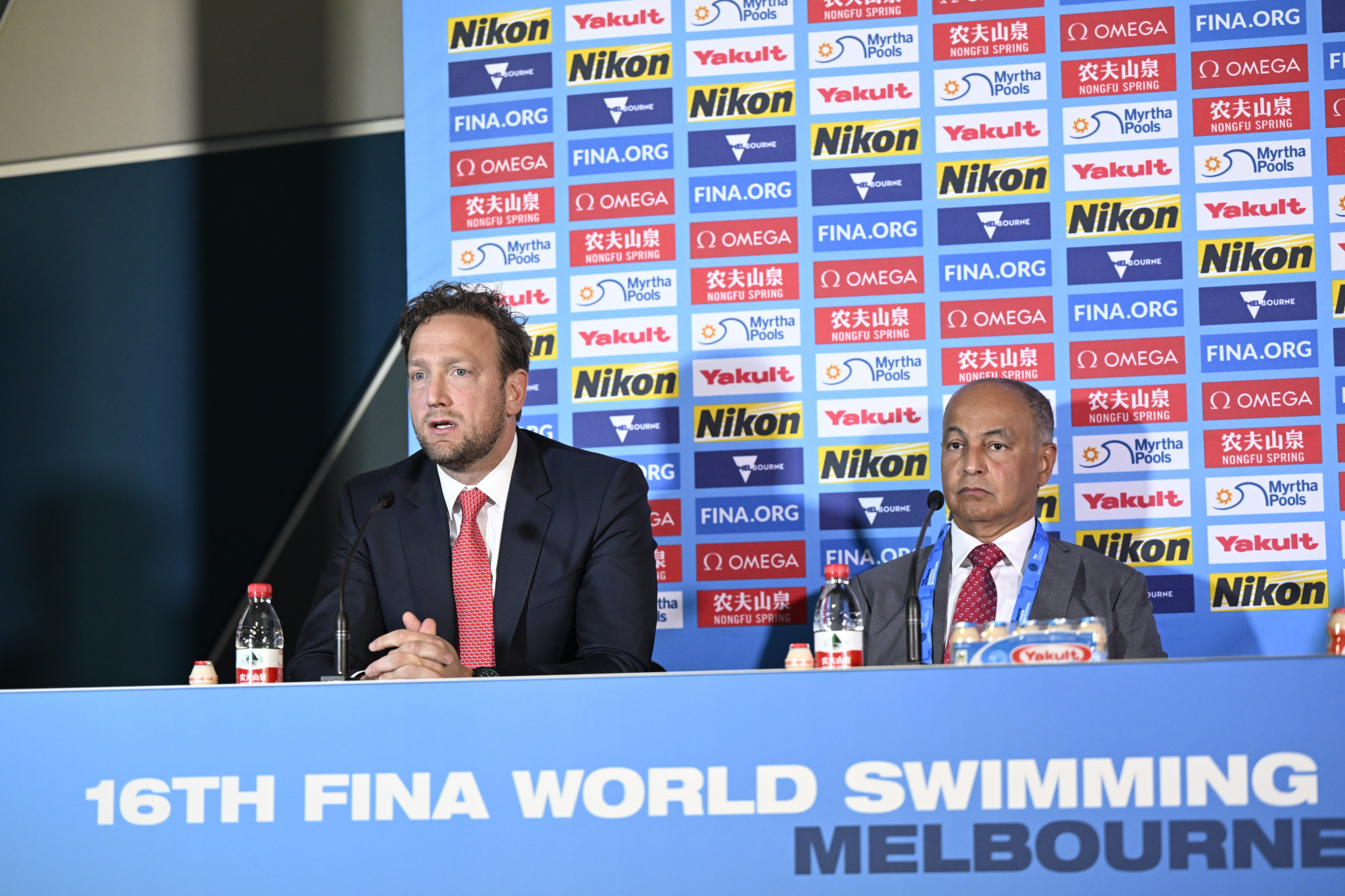 World Aquatics executive director Brent Nowicki, left, claims that a settled calendar will be more important than money to athletes ©World Aquatics