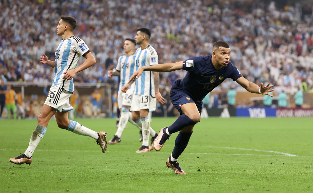 Kylian Mbappe puts France back level in the World Cup final against Argentina with his second goal in the space of two minutes ©Getty Images