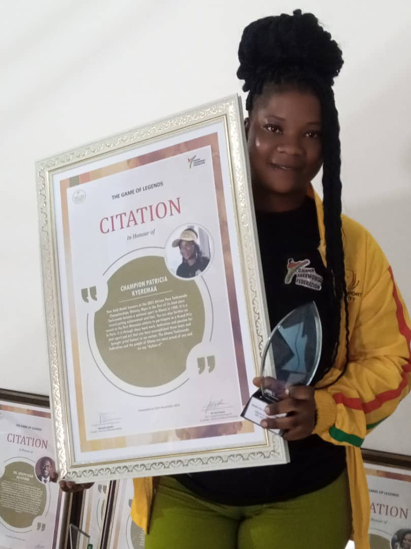 Patricia Kyeremaa was honoured for her African Para-taekwondo gold ©GNA