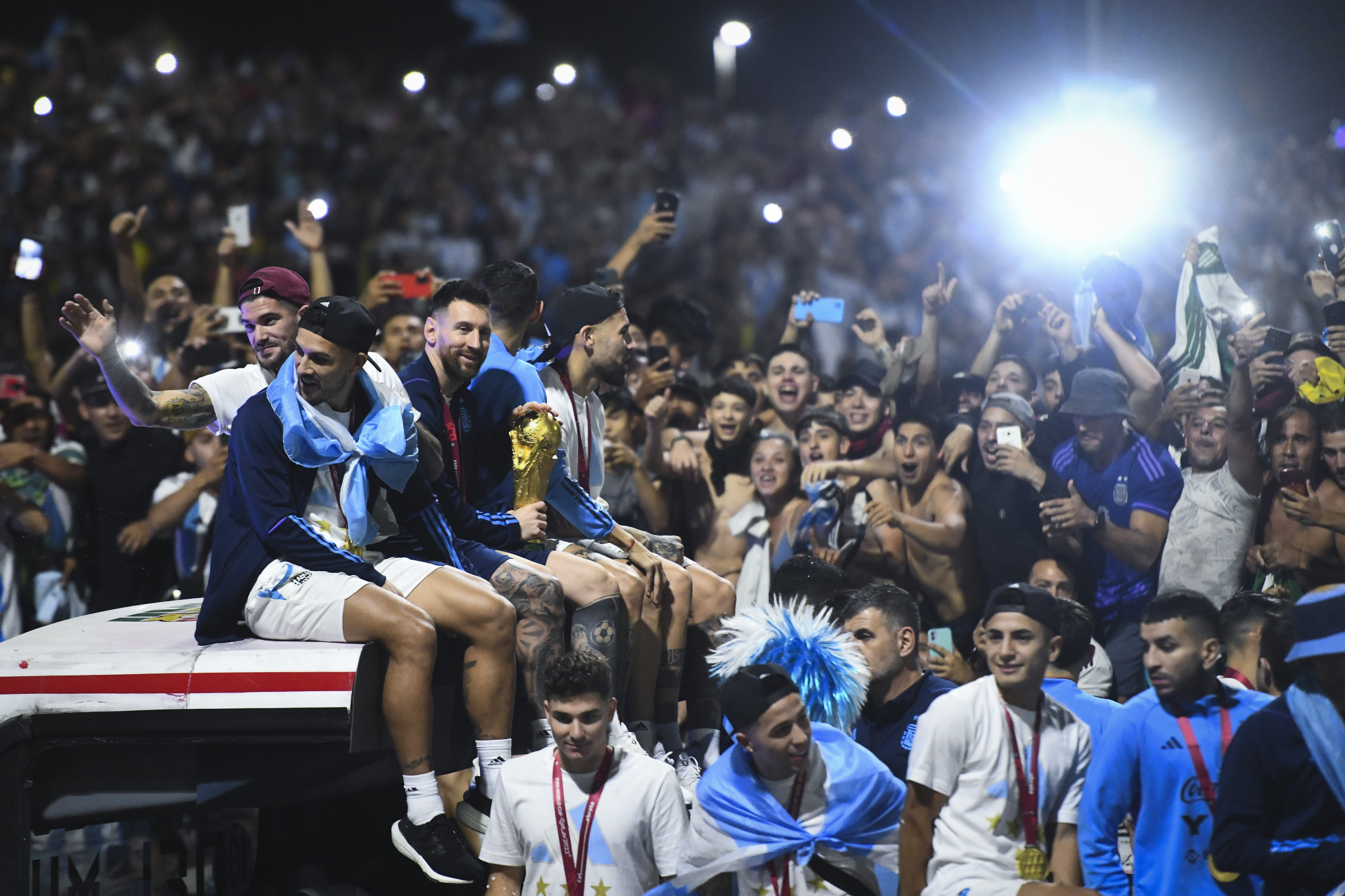 Lionel Messi and his Argentina teammates paraded the streets of Buenos Aires following their World Cup victory ©Getty Images