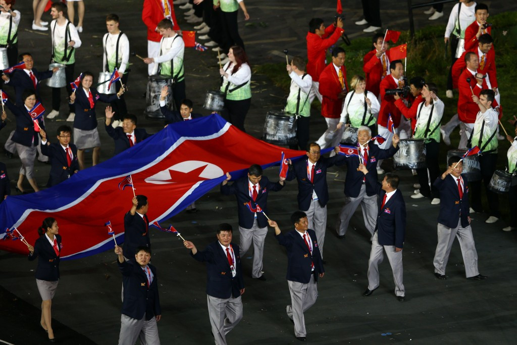 North Korean athletes parade during the Opening Ceremony of London 2012 ©Getty Images
