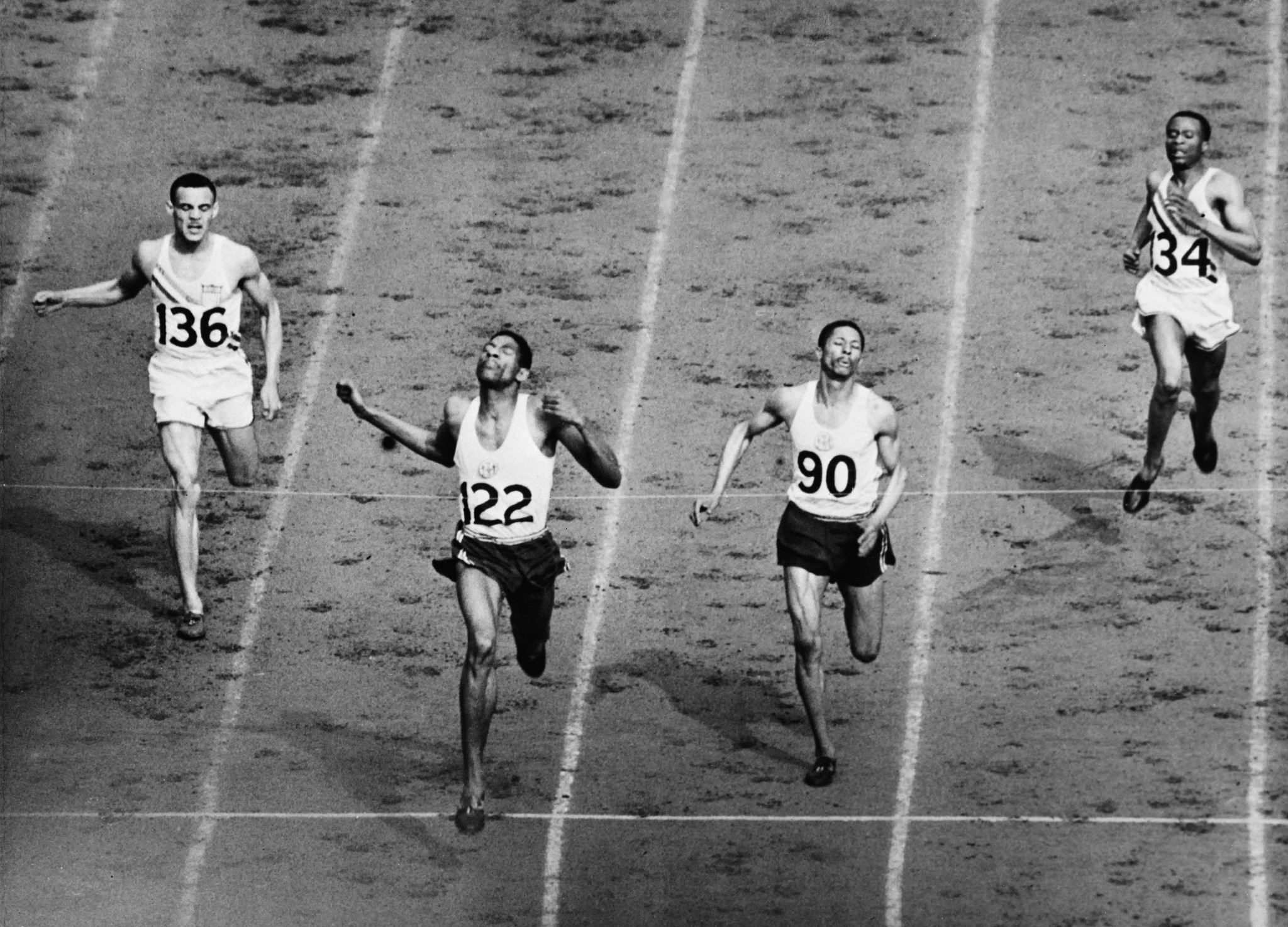 Dave Bolen, far right, finished fourth in an historic Olympic 400m at London 1948 as Arthur Wint won Jamaica's first gold medal ©Getty Images