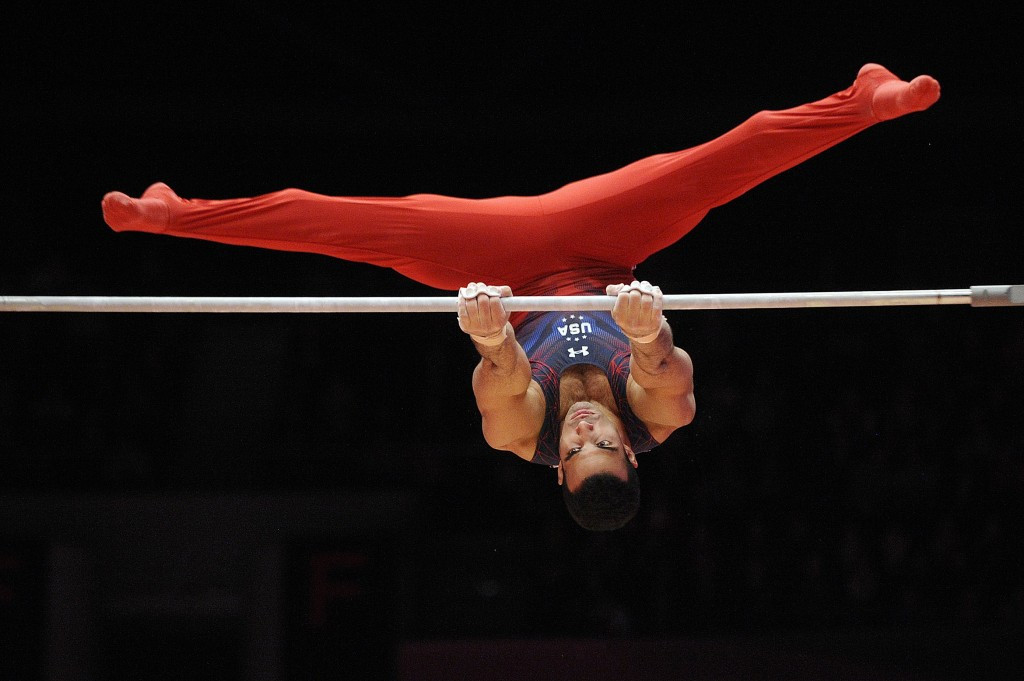 Danell Leyva won the floor and high bar events but ended second overall