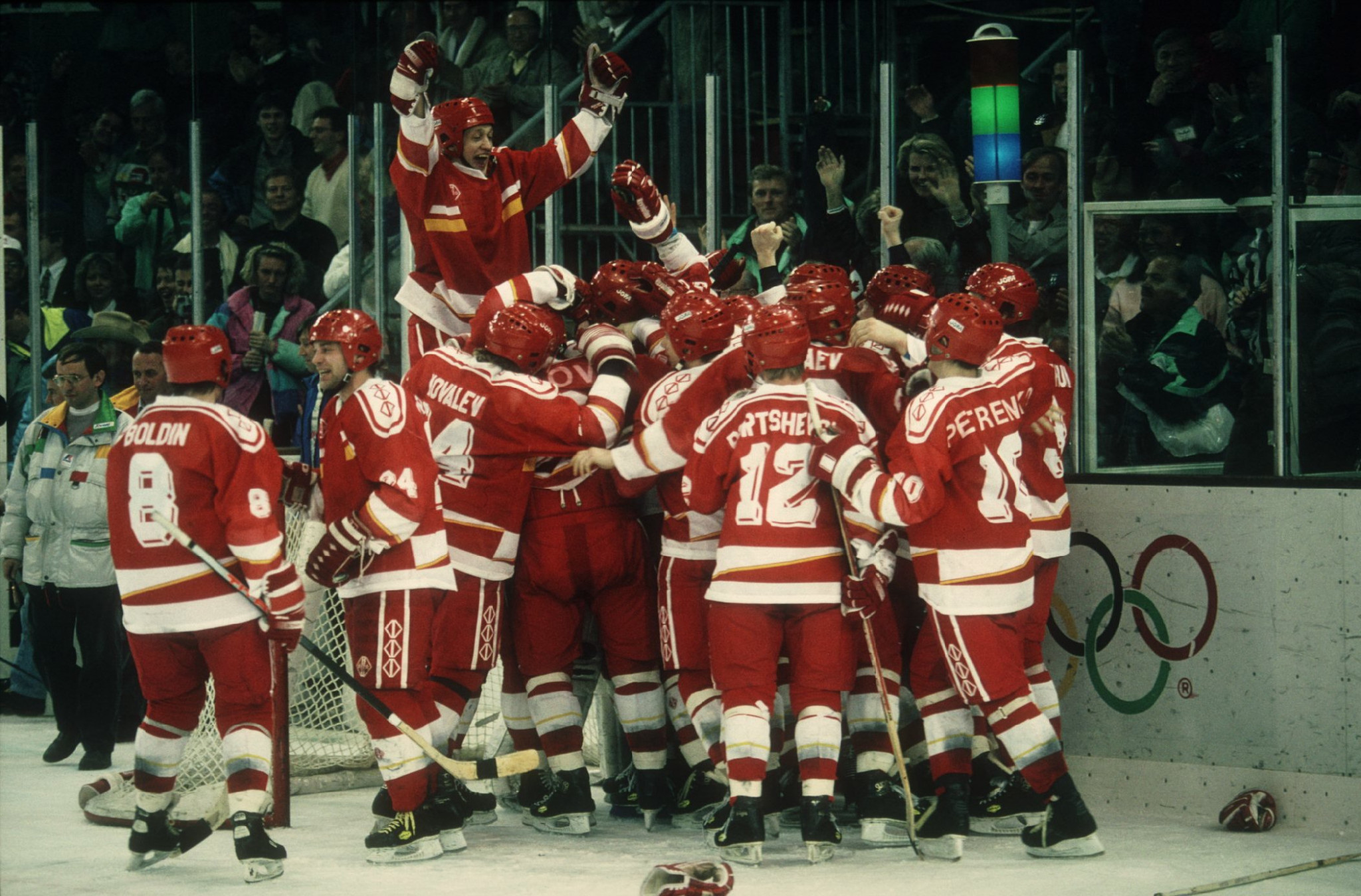 The Unified Team, composed of players from the former Soviet Union states, beat Canada 3-1 to claim the Olympic gold medal at Albertville 1992 ©Getty Images