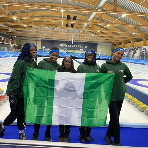 Nigeria celebrate becoming first African curling team to qualify for Winter Youth Olympics
