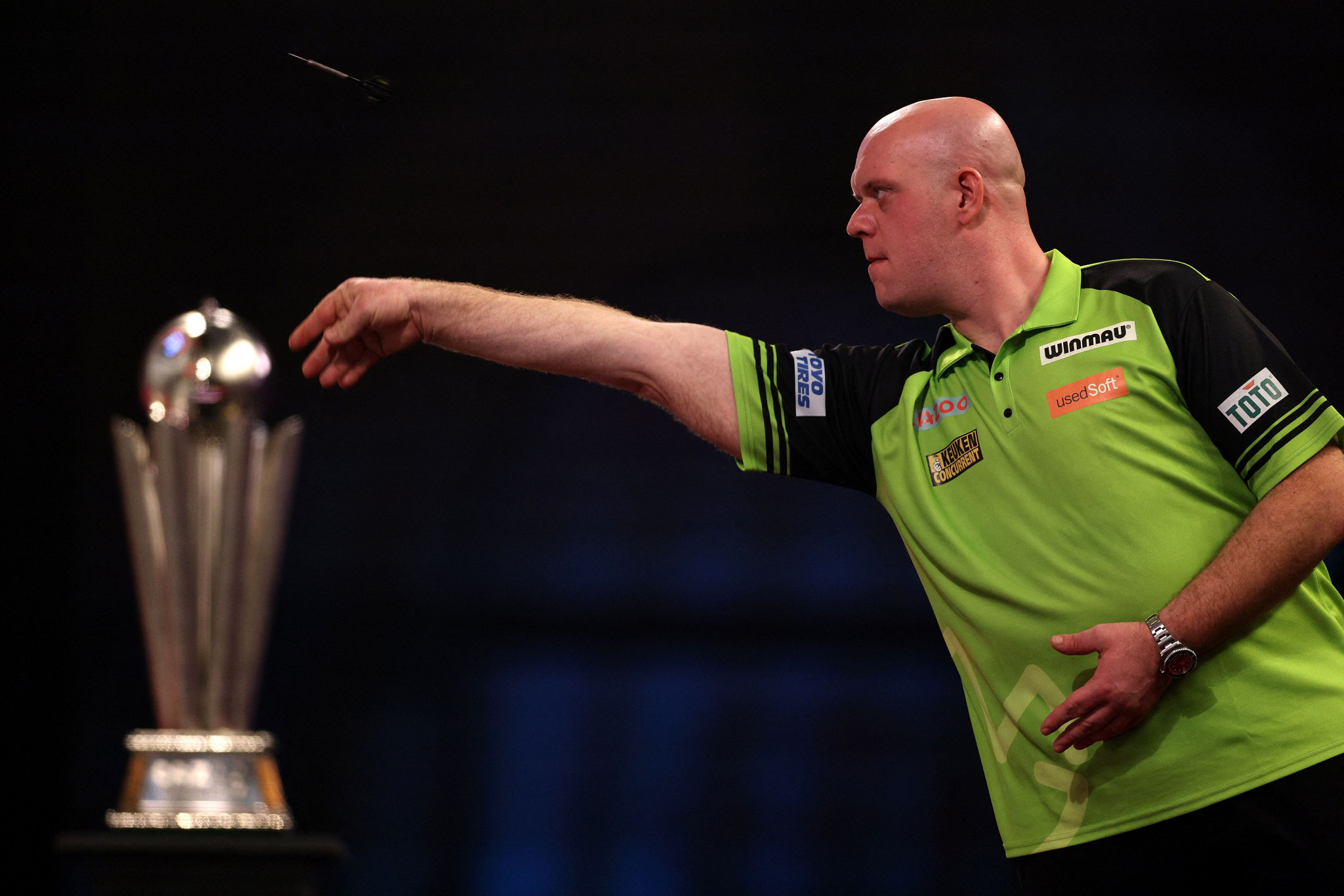 Michael van Gerwen was beaten 7-4 by Michael Smith in this year's PDC World Darts Championship final ©Getty Images