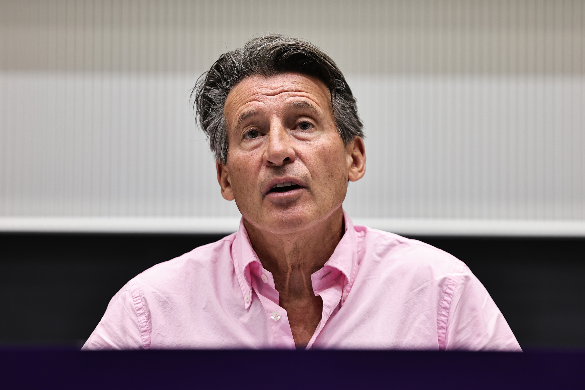 World Athletics President Sebastian Coe has joined forces with biathlon and floorball to combat climate change ©Getty Images