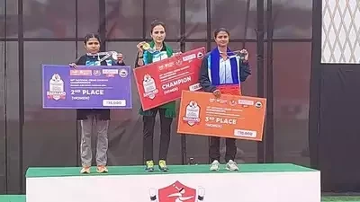 Four Indian athletes, including national cross country champion Varsha Devi, centre, figure in the latest AIU sanctions list ©AFI