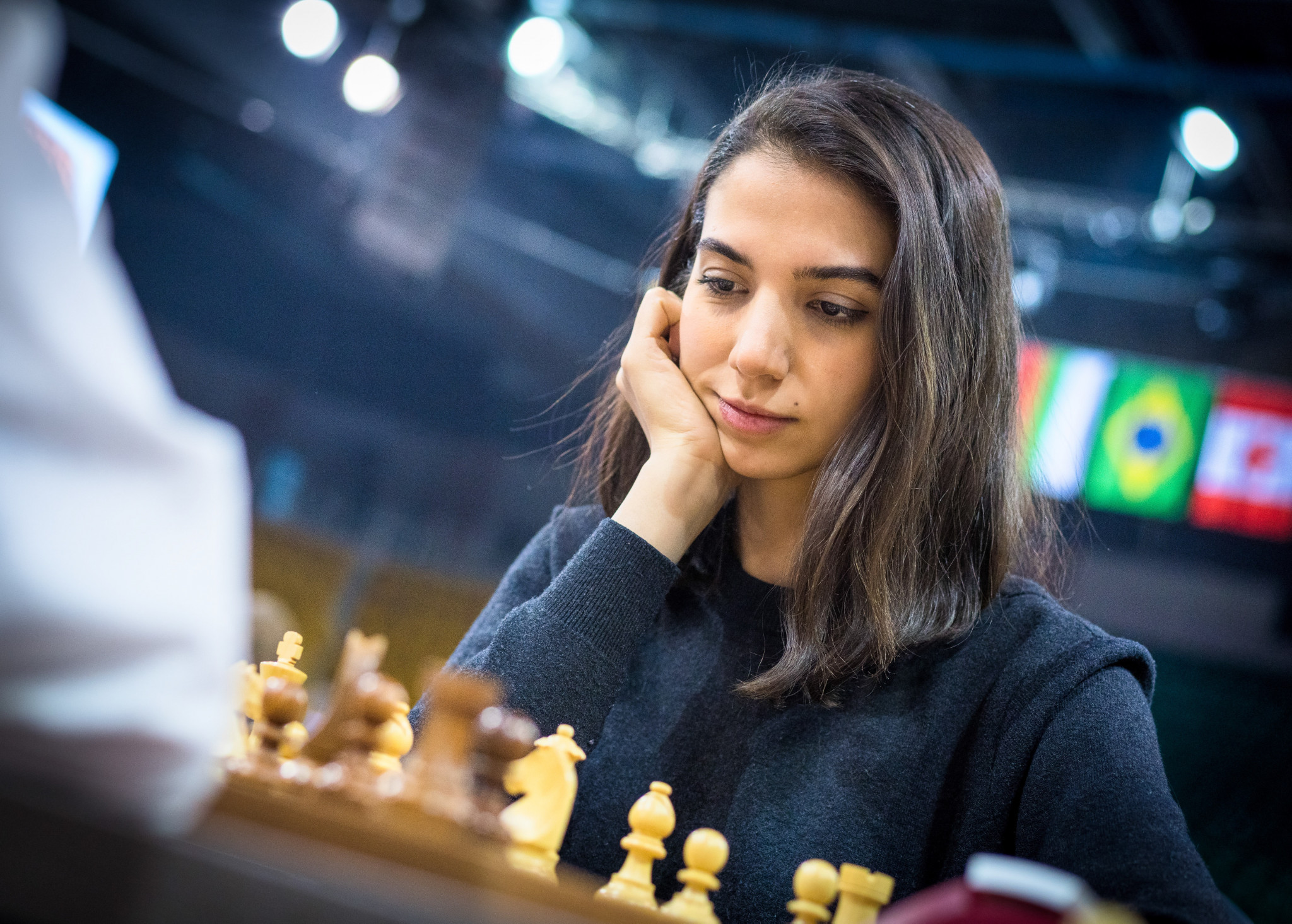 Sara Khadem was pictured not wearing a hijab at the FIDE World Rapid and Blitz Chess Championships ©Lennart Ootes/FIDE