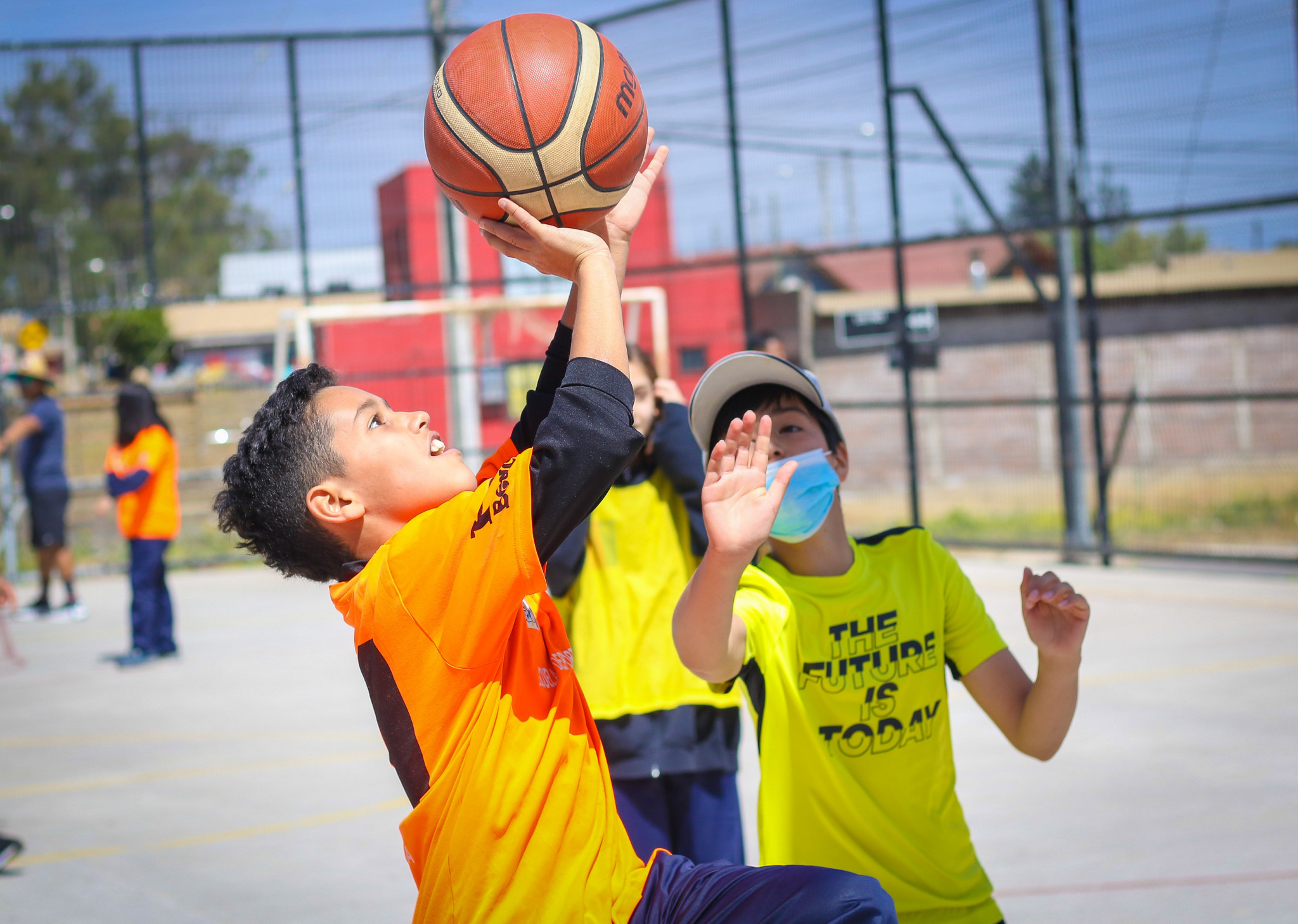 3x3 basketball is one of several sports that was taught in the Santiago 2023 educational programmes ©Santiago 2023