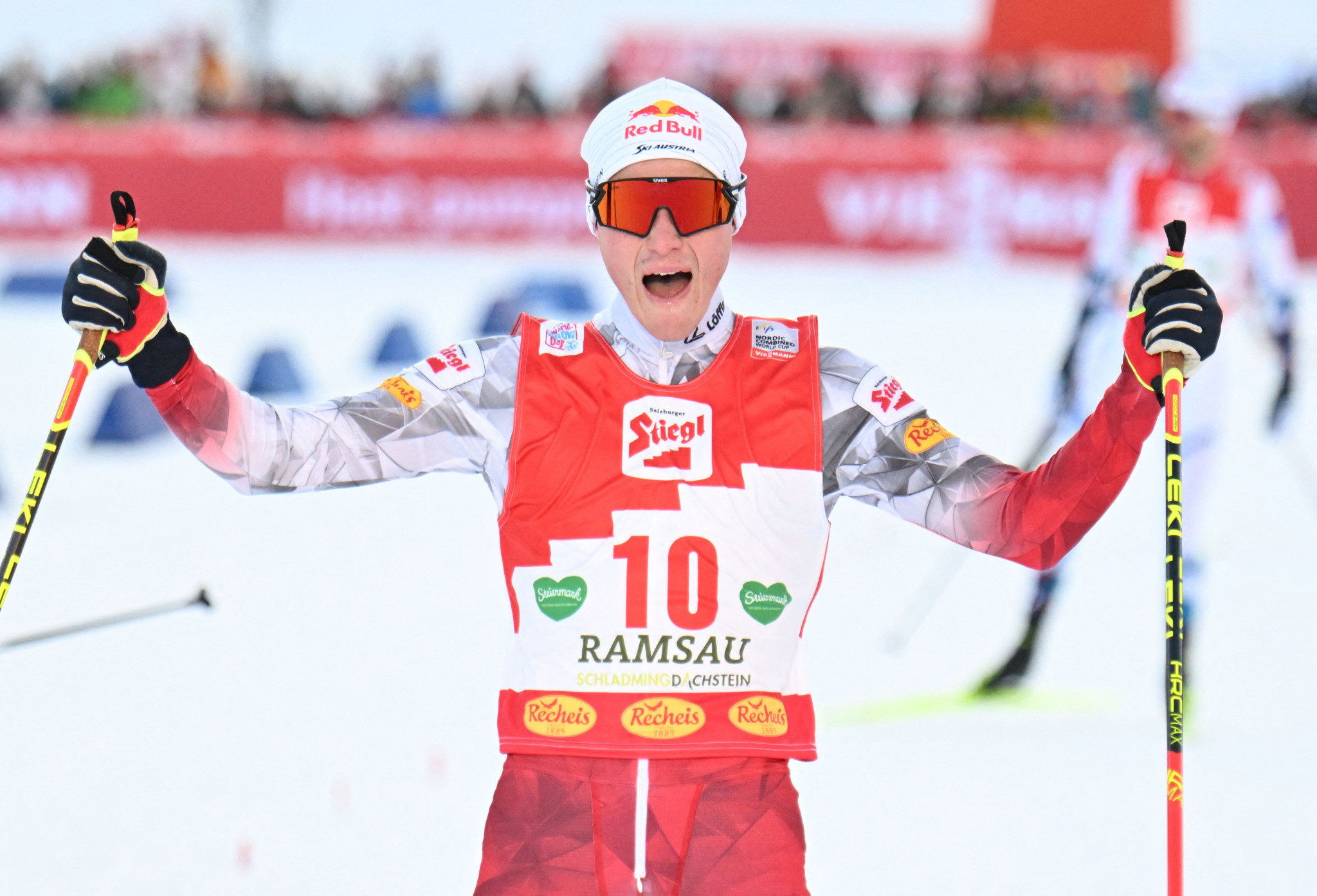 Johannes Lamparter won his first Nordic Combined World Cup contest of the season ©Getty Images