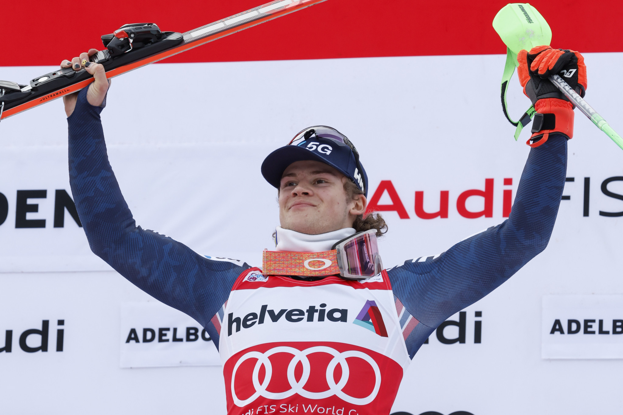 Lucas Braathen of Norway earned his fifth World Cup career victory in Adelboden ©Getty Images  