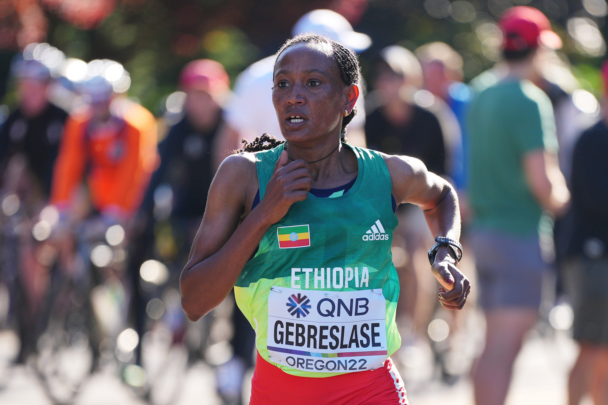 Gotytom Gebreslase was among three Tigray-born athletes who claimed gold medals for Ethiopia at last year's World Championships in Eugene when she won the marathon ©Getty Images