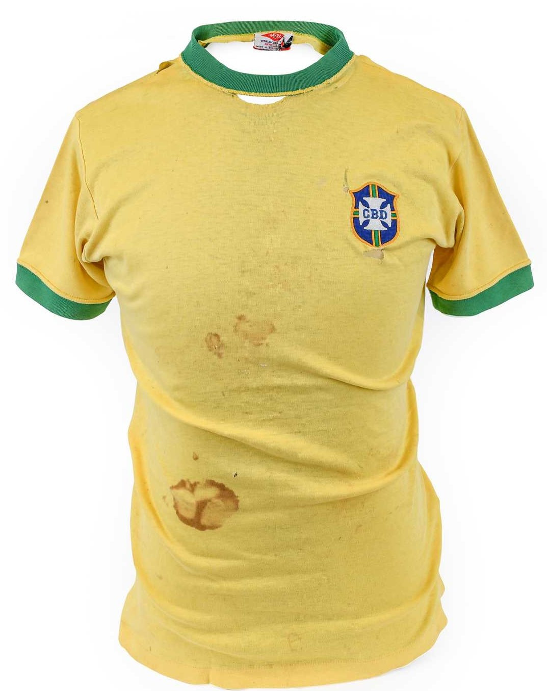 A shirt worn by Pelé during Brazil's match against England at the 1970 FIFA World Cup in Mexico was among other items auctioned ©Tennants Auctioneers