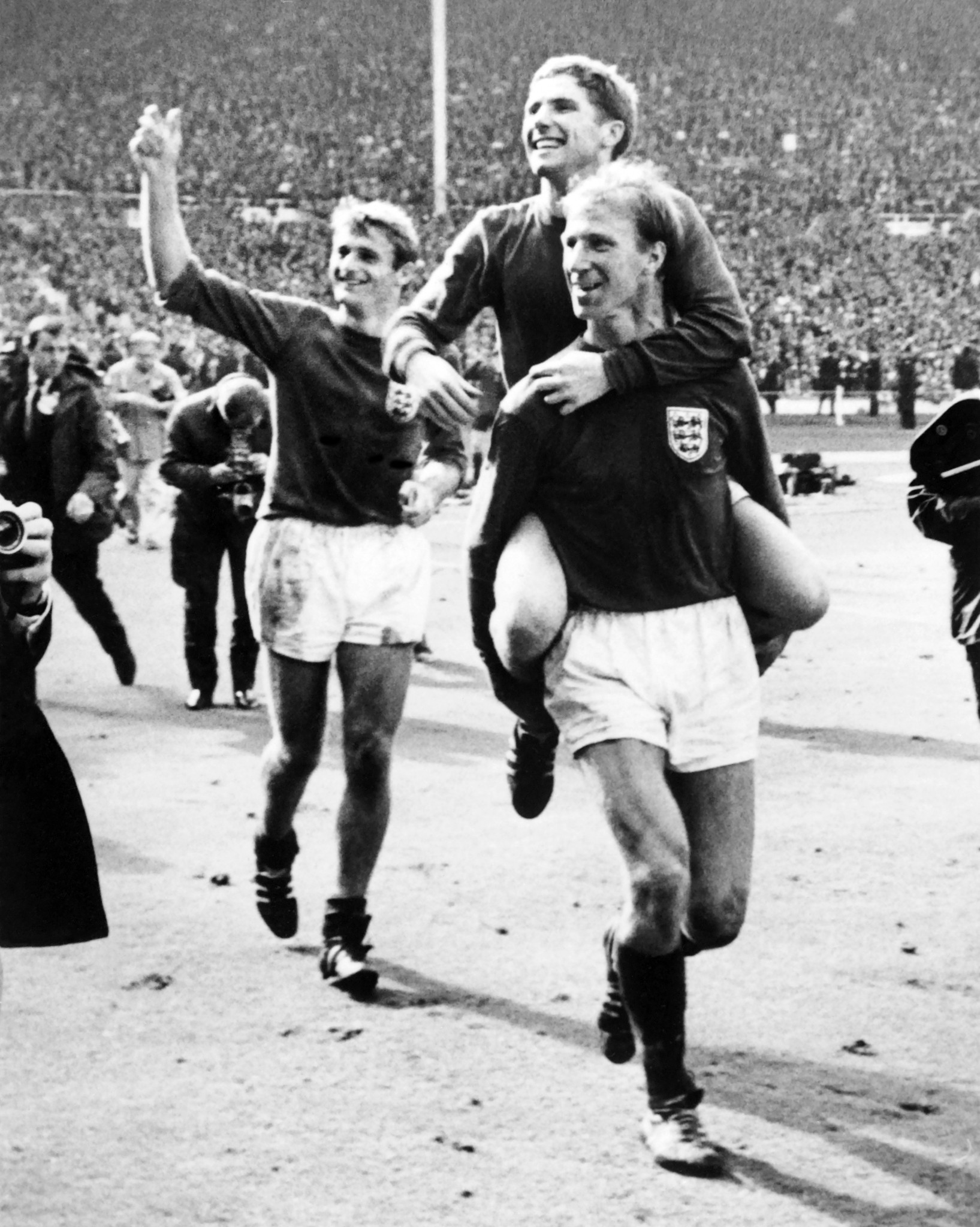 Alan Ball, being carried, was at 21 the youngest member of England's 1966 FIFA World Cup winning team ©Getty Images