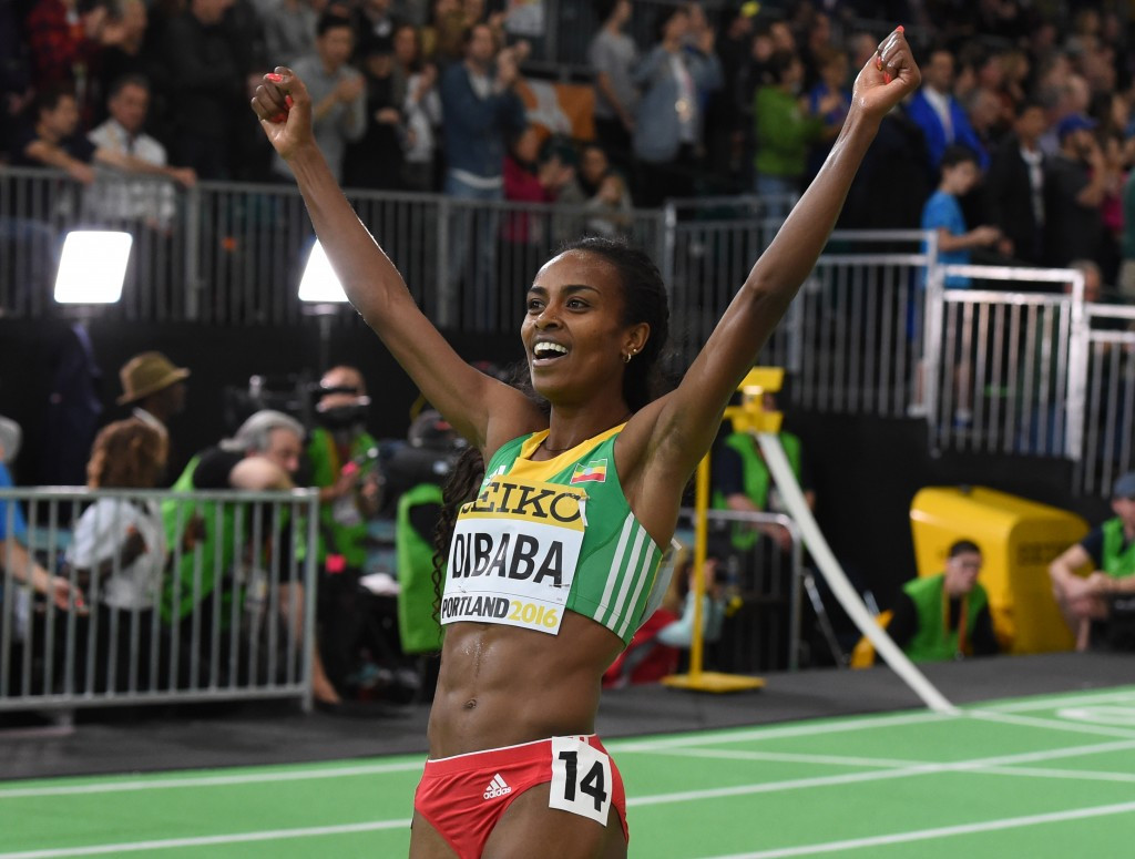 Ethiopia's Genzebe Dibaba triumphed in the women's 3,000m