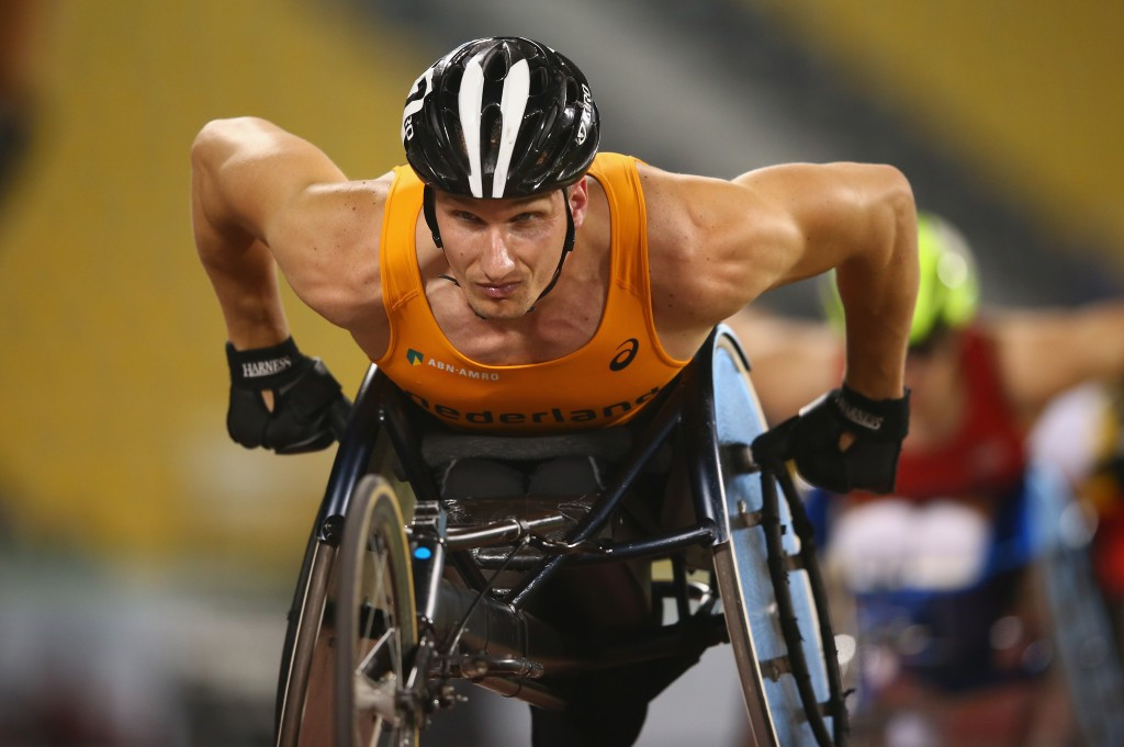 The Netherlands’ reigning world and European champion Kenny van Weeghel claimed victory in the men’s 200 metres T54 on the final day of competition at the IPC Athletics Grand Prix in Dubai ©Getty Images
