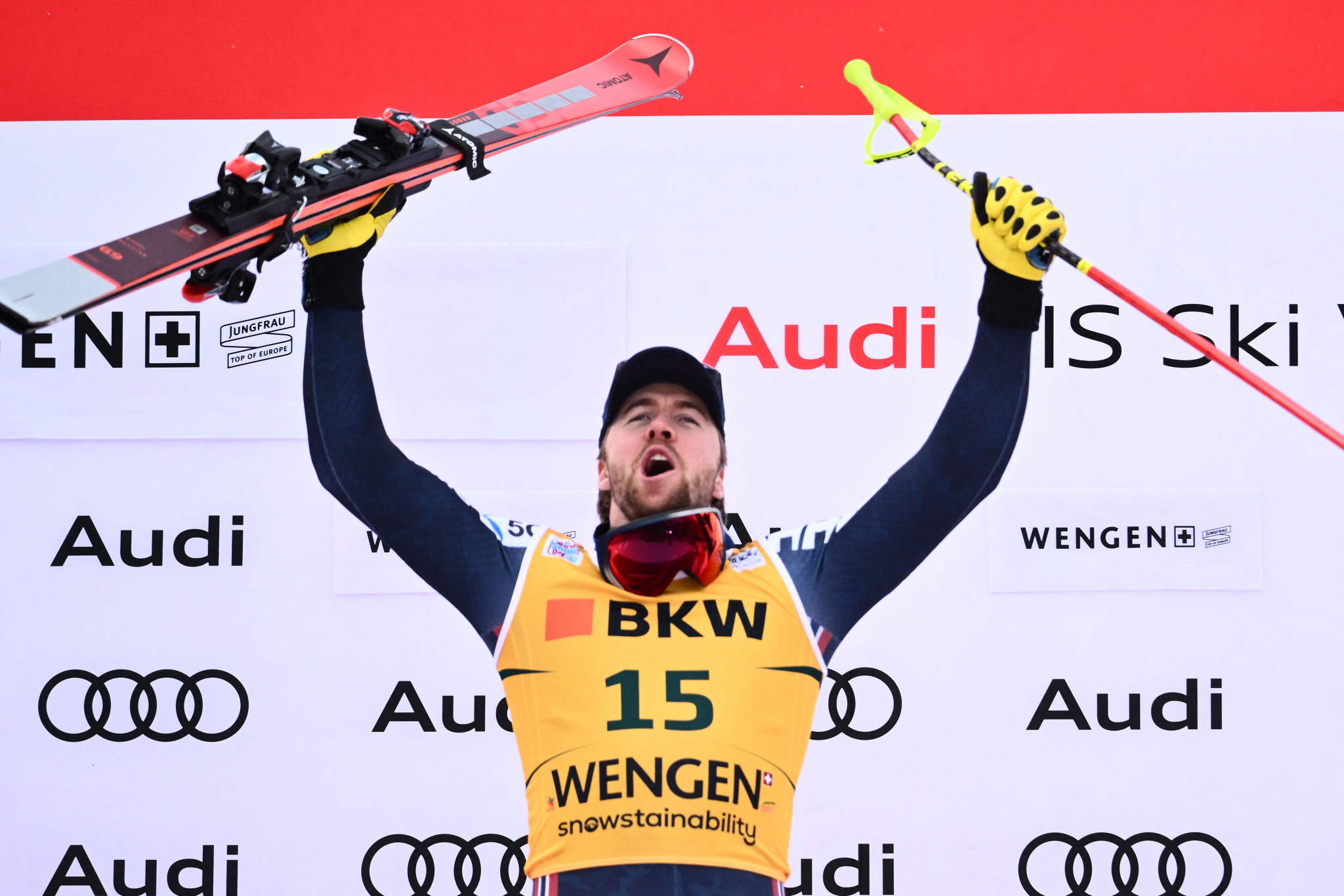 Norway's Aleksander Aamodt Kilde produced a superb run to win the FIS Alpine Ski World Cup super-G in Wengen ©Getty Images