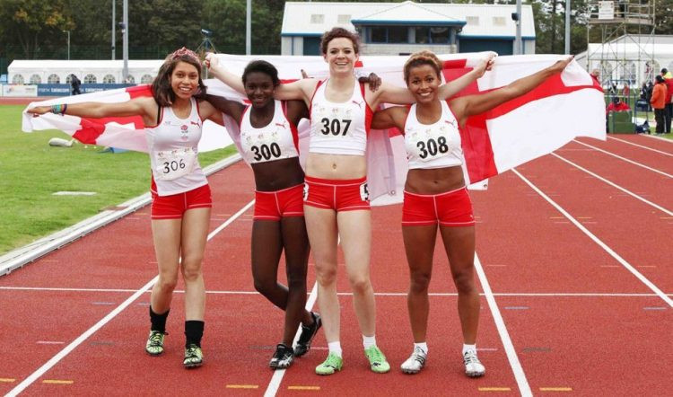 Jazmin Sawyers, far right, is among athletes to have competed for England at the Commonwealth Youth Games ©Redpoint PR
