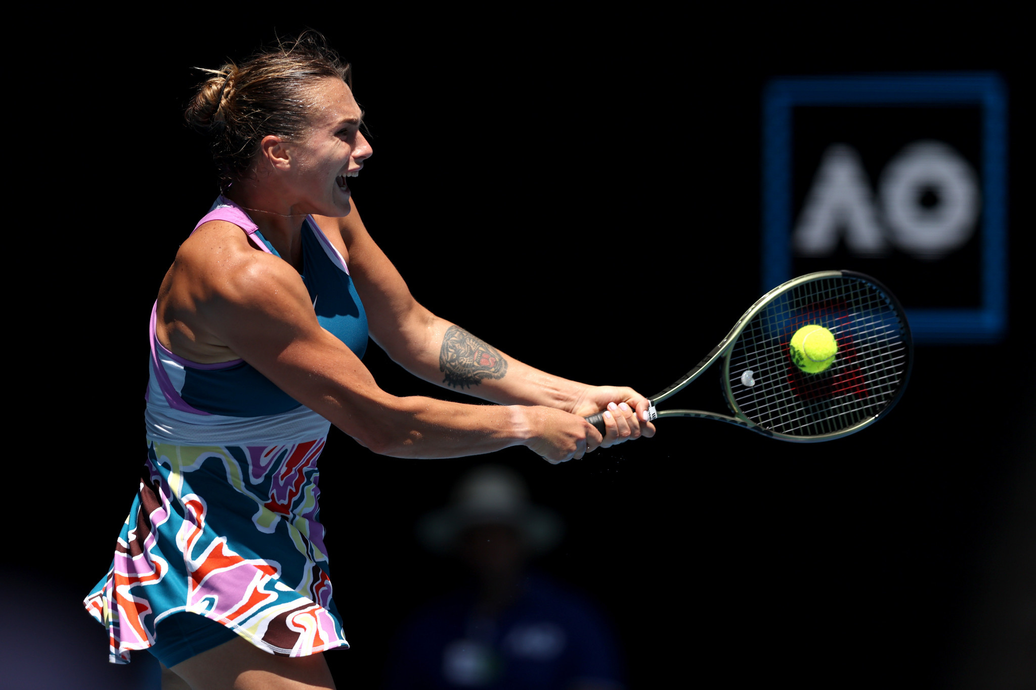 Fifth seed Aryna Sabalenka was the first winner of the day on the Rod Laver Arena ©Getty Images
