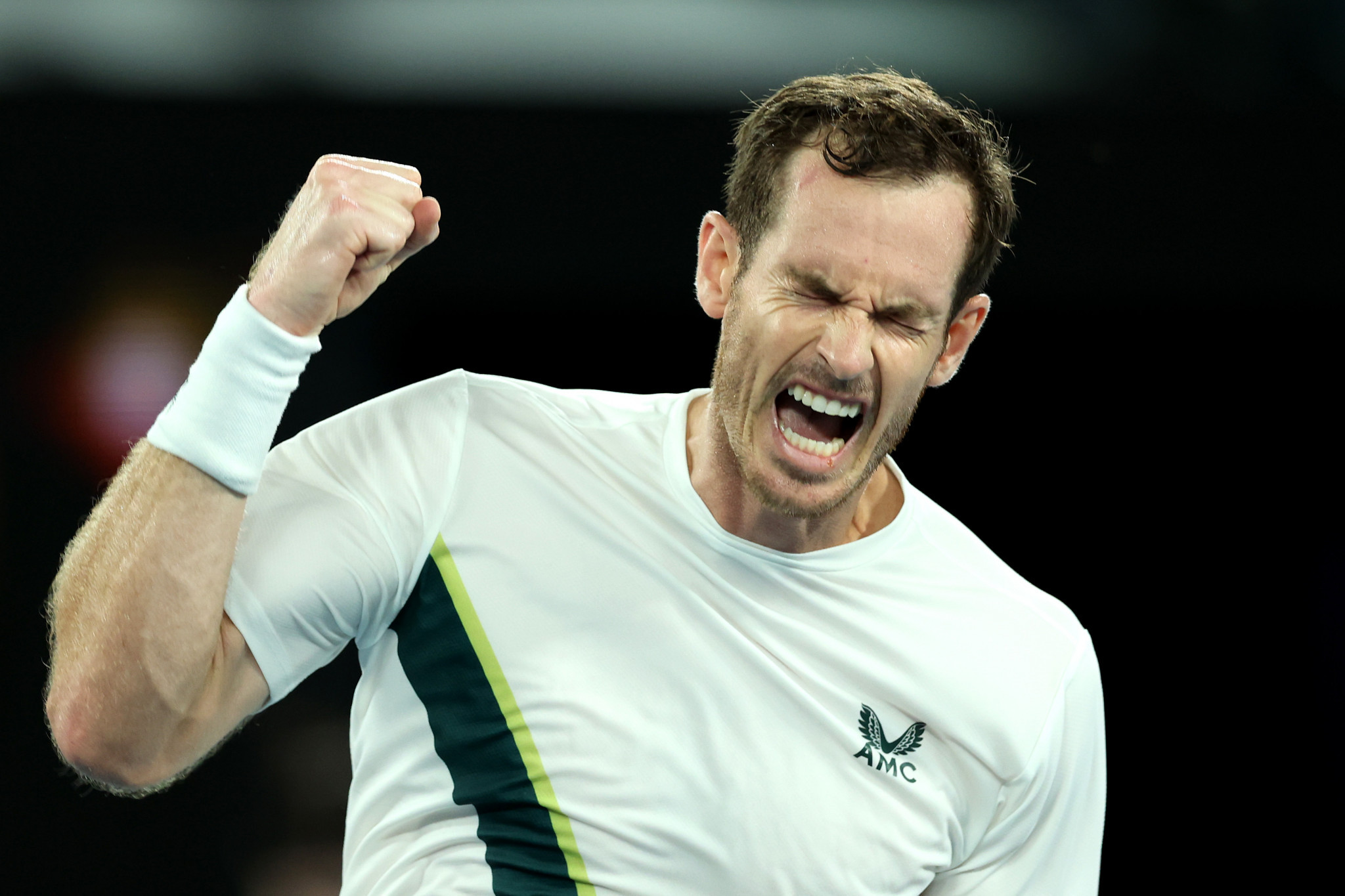 Britain's Sir Andy Murray celebrates following a five-set triumph against Matteo Berrettini ©Getty Images