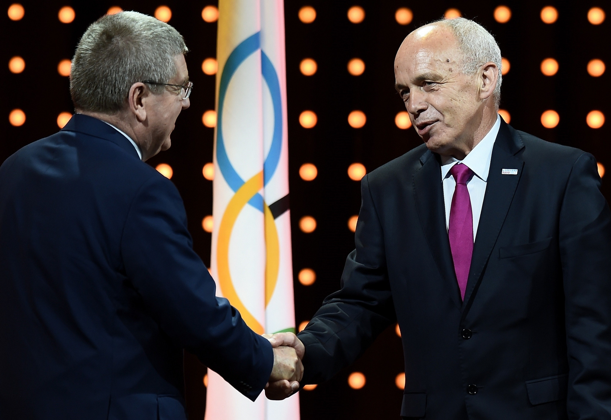 Ueli Maurer, right, supported Lausanne's successful bid for the 2020 Winter Youth Olympics ©Getty Images