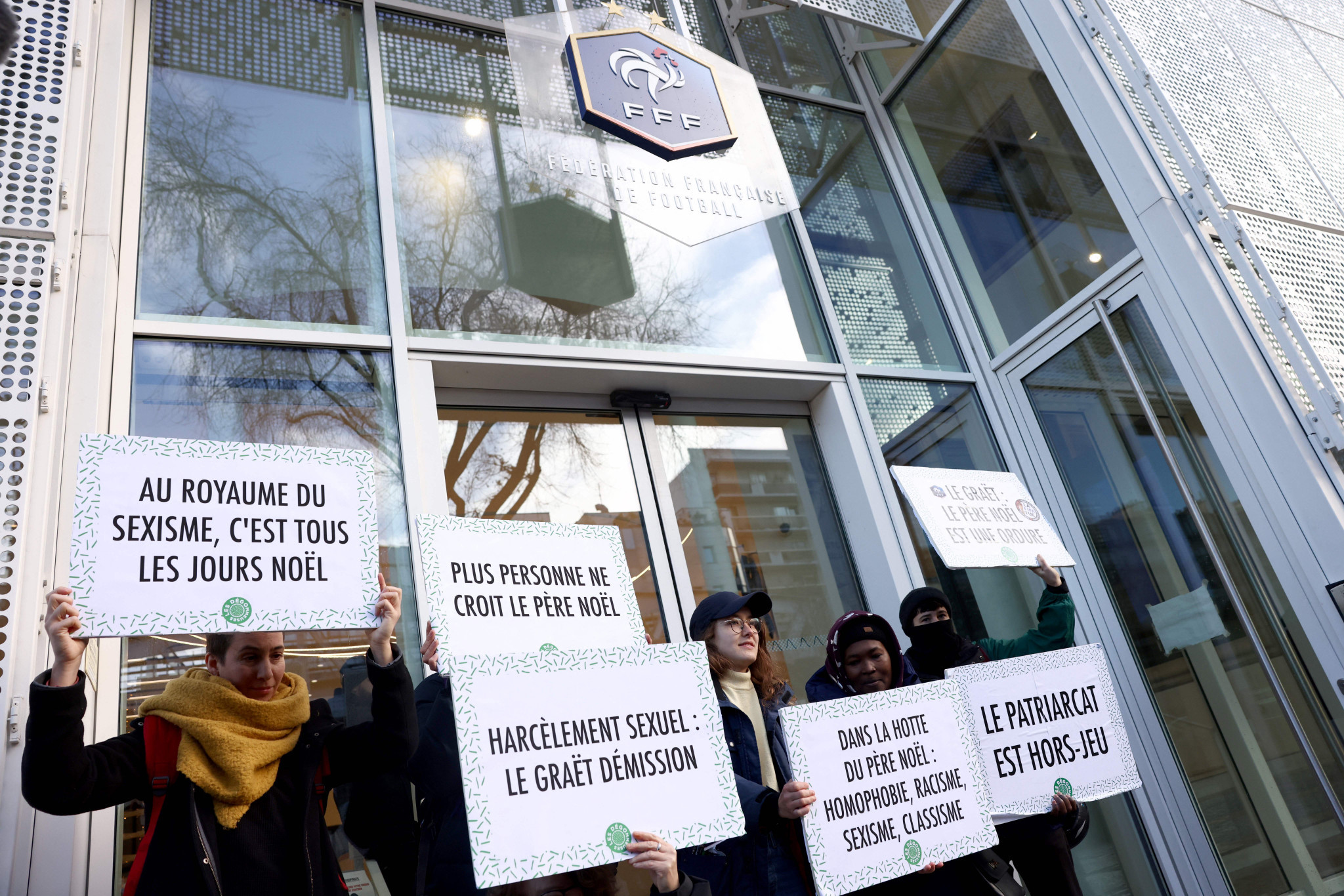 Demonstrators had gathered outside the FFF headquarters in Paris last week to protest about the alleged behaviour of Noël Le Graët ©Getty Images
