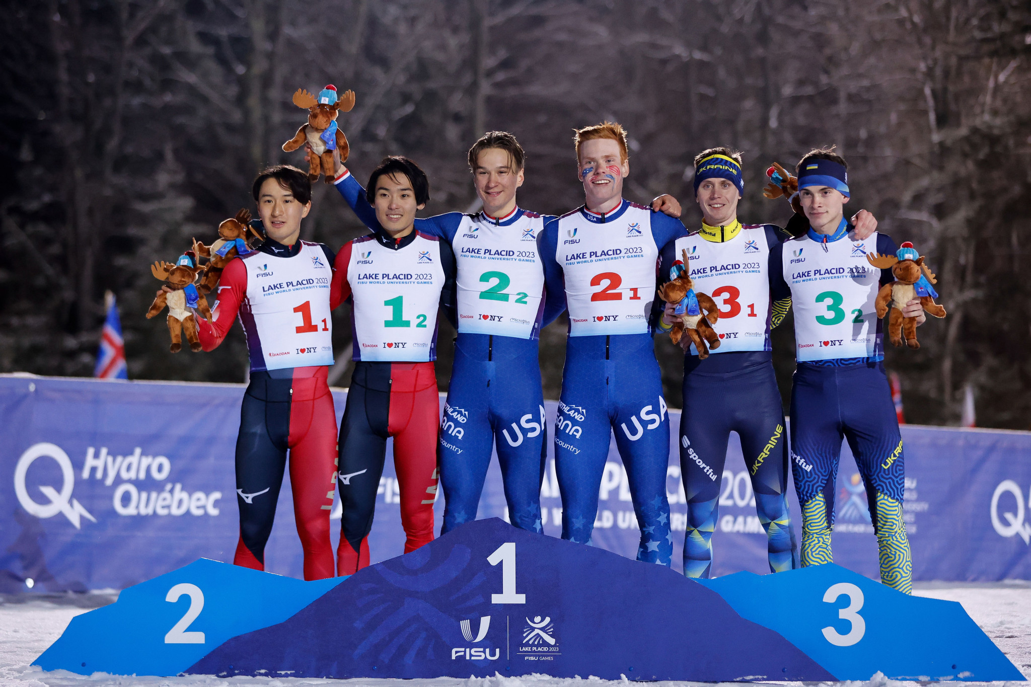 Japan had a 25-second lead at the start of the race due to their ski jumping score but could not hold out, while Ukraine claimed bronze ©FISU