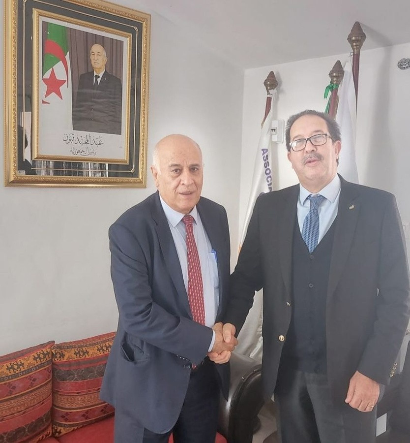 Jibril Rajoub, President of the Palestine Olympic Committee, left, and the President of the Association of National Olympic Committees of Africa, Mustapha Berraf have held a meeting in Algiers ©POC