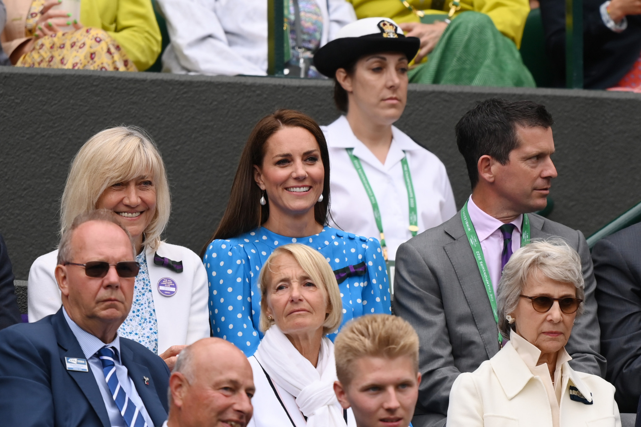 Deborah Jevans, pictured left back row, at Wimbledon last year, was a former director of sport for the Organising Committee of the London 2012 Olympics and Paralympics ©Getty Images  