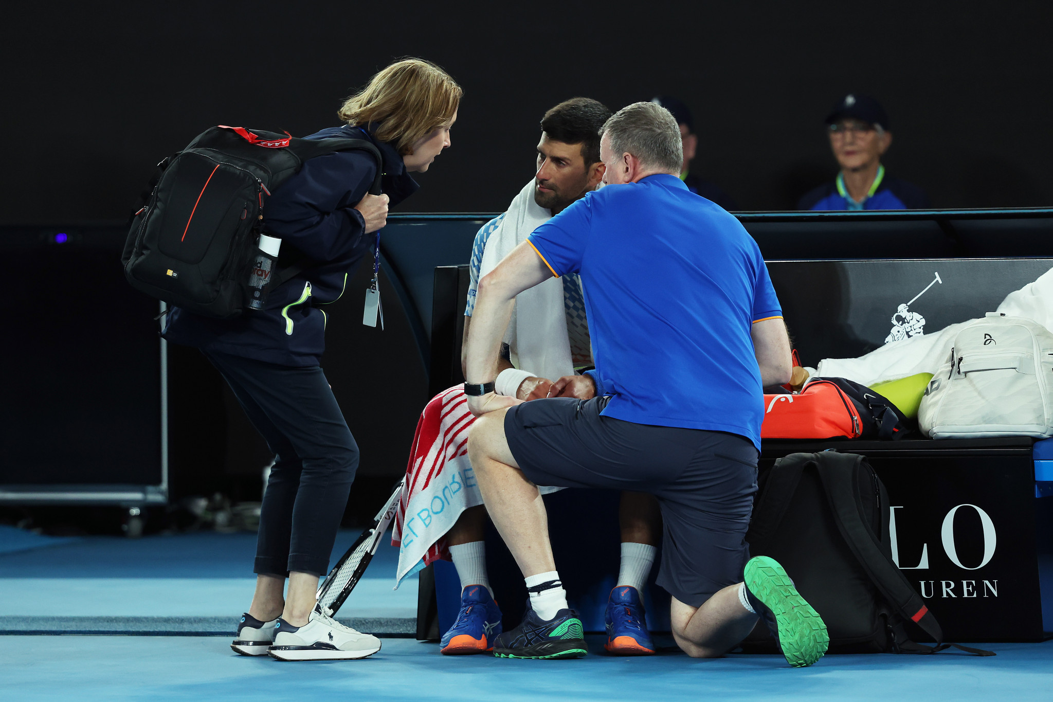 Nine-time winner Djokovic struggled with an existing hamstring injury, and had to take a medical timeout during the match ©Getty Images