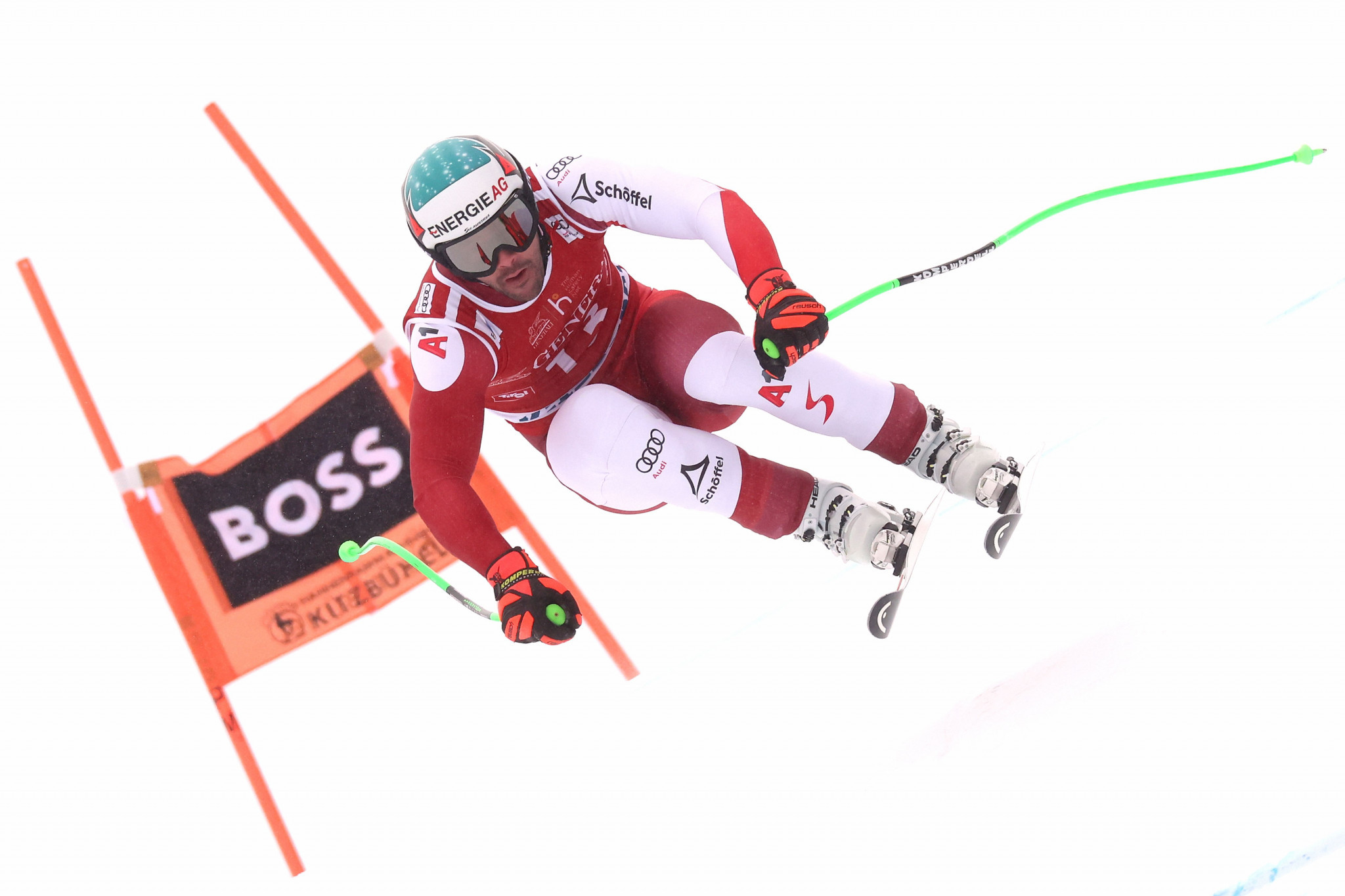 Austria's Vincent Kriechmayr claimed a home downhill victory in Kitzbühel at the men's Alpine Ski World Cup ©Getty Images