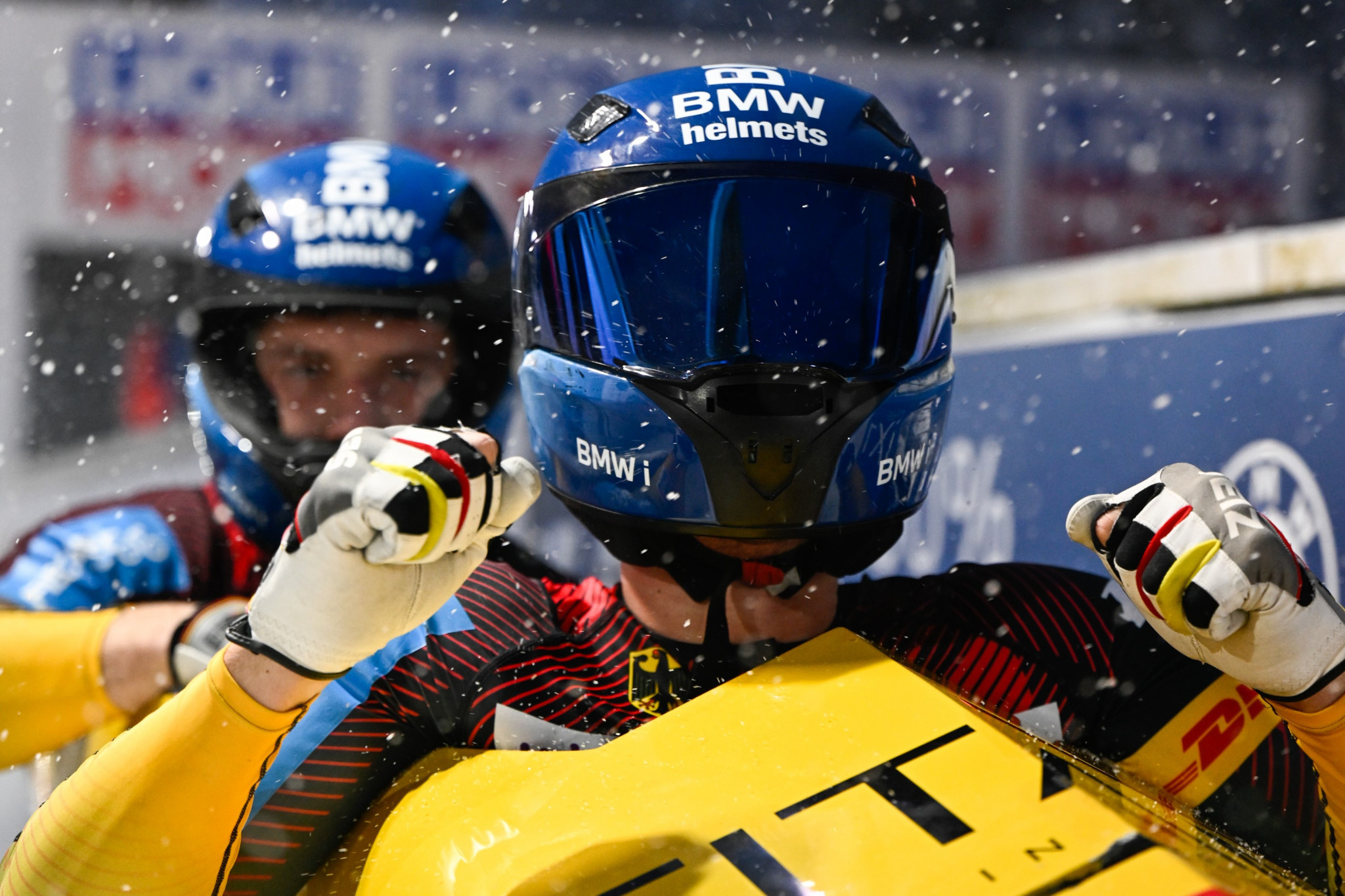 Johannes Lochner, front, and Erec Bruckert, back, helped Germany to win gold at the IBSF World Cup and European Championships in the two-man bobsleigh ©IBSF
